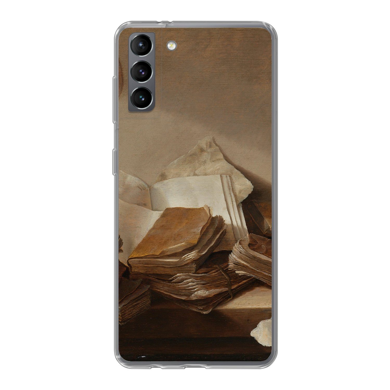 MuchoWow Handyhülle für Samsung Galaxy S21 Plus Stilleben mit Büchern - Gemälde von Jan Da, Phone Case, Silikon, Schutzhülle Dünn