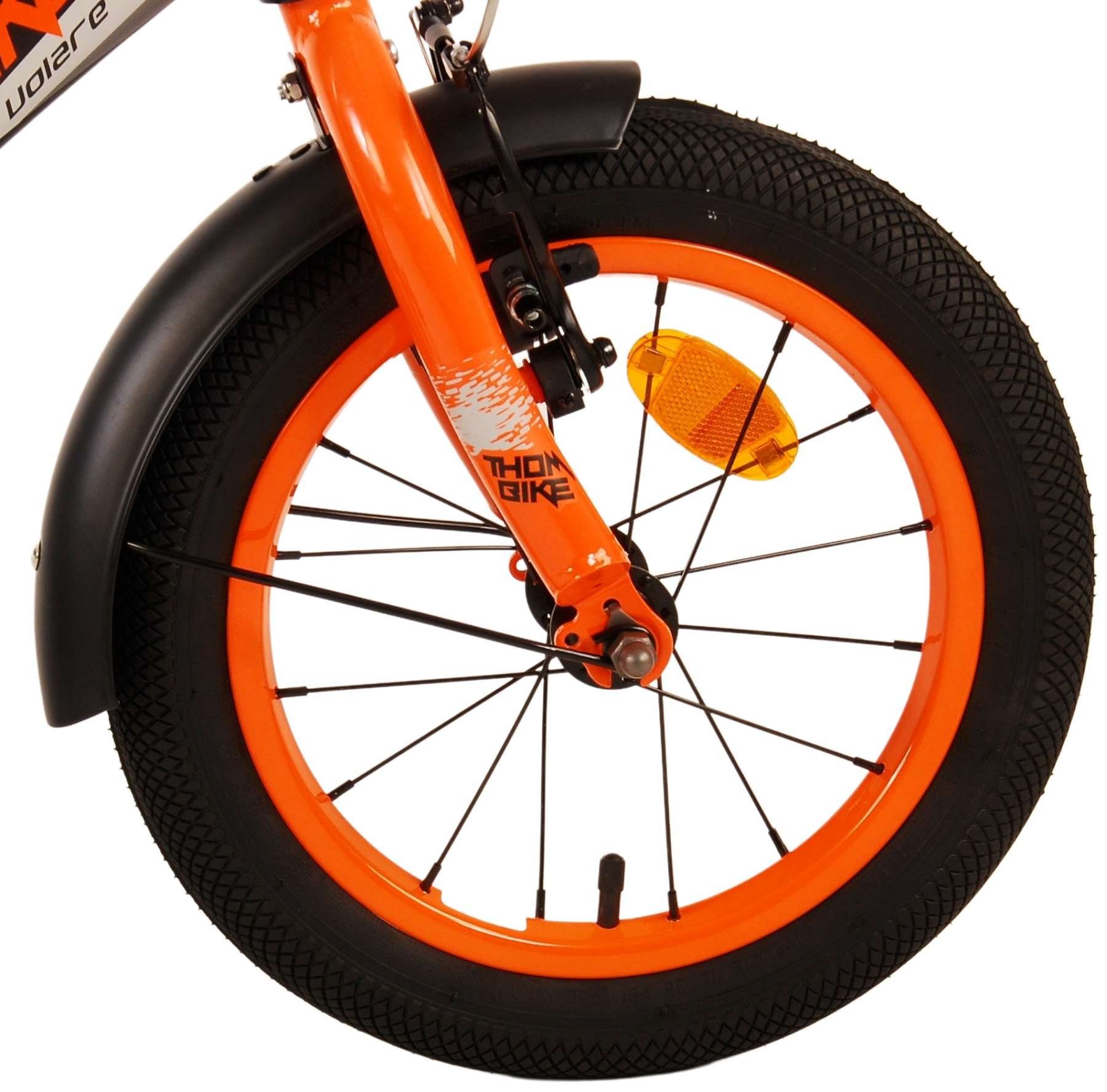 Fahrrad ohne mit Stützräder - Jungen 14 - - Zoll Volare Gang, 2x Fahrrad mit Kinder 14 Jungs Orange Schaltung - Sicherheitsgriffe), Handbremse, Kinderrad - Kinderfahrrad Thombike 1 TPFSports Zoll (Jungsfahrrad