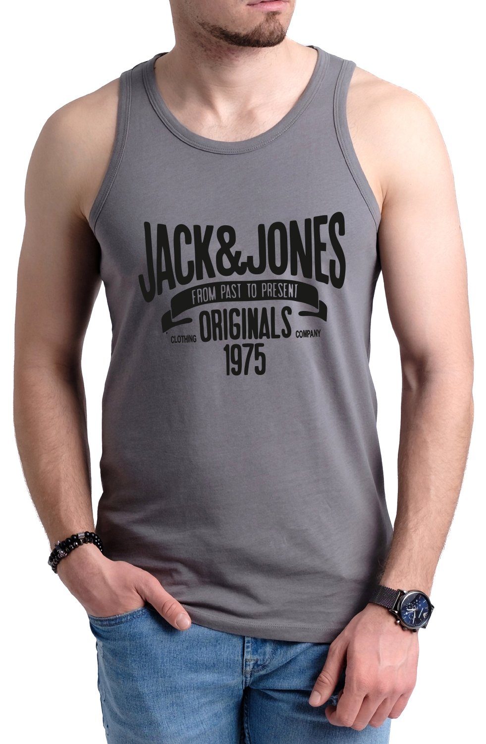 Jack & Jones Tanktop Bequemes Slimfit Shirt mit Printdruck (3er-Pack) mit Print