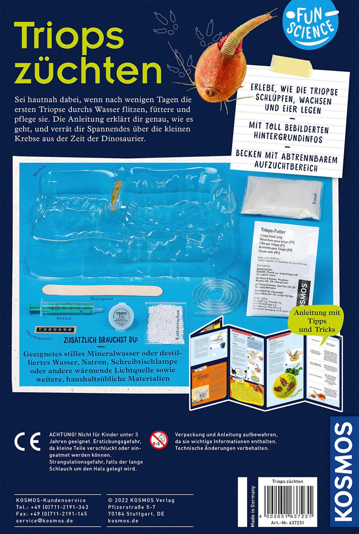 Kosmos Experimentierkasten Fun Science Triops züchten, Made in Germany