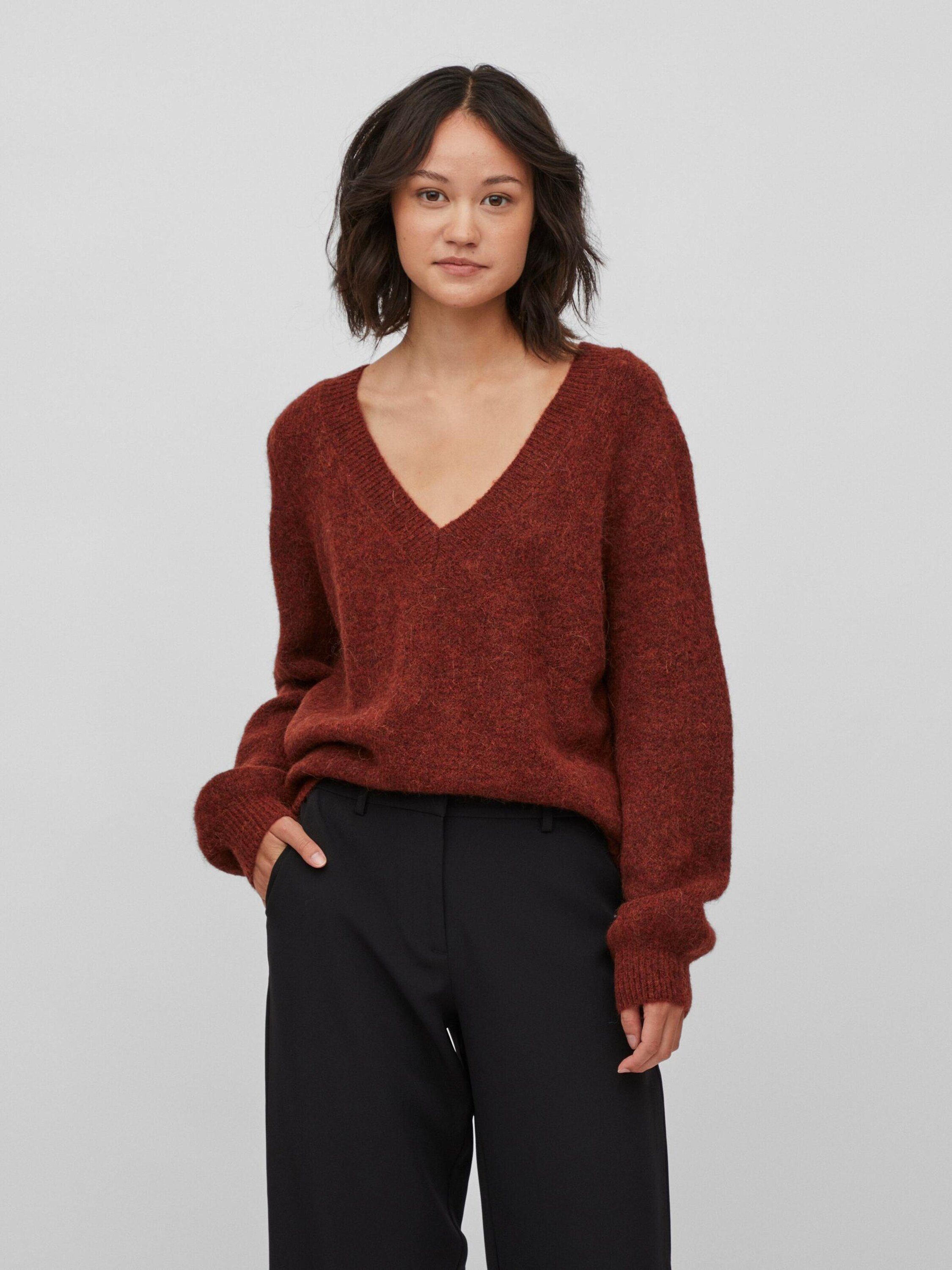 Plain/ohne Vila Details Melange Fired (1-tlg) JAMINA Brick Strickpullover