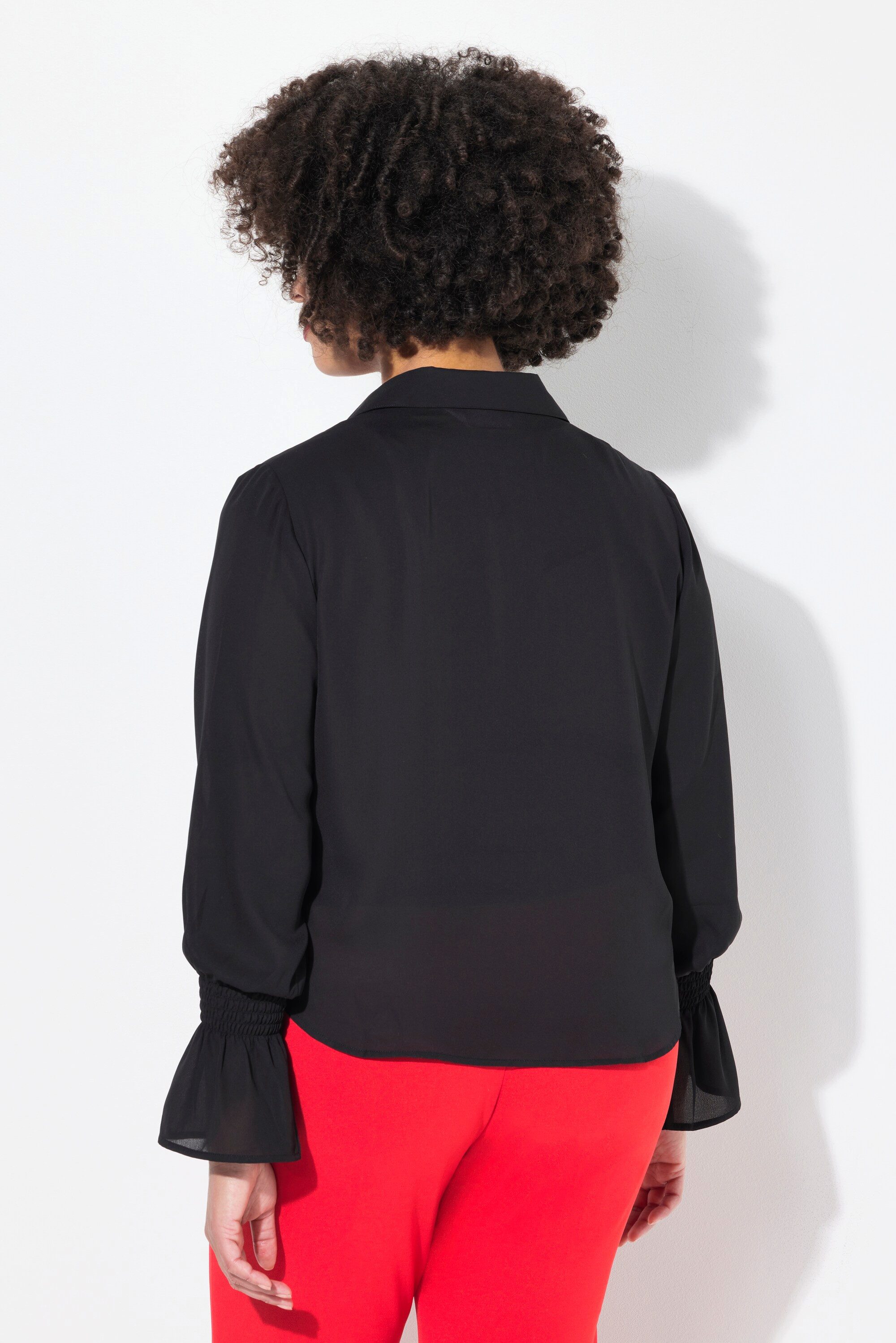 Angel of Style Hemdbluse Bluse Wickeloptik Chiffon Ärmelvolant