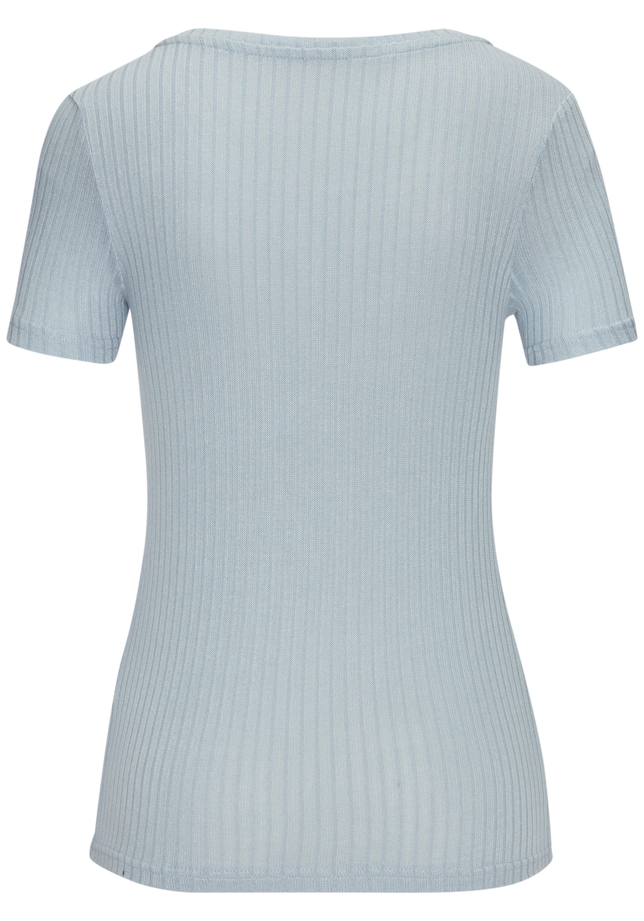 LASCANA T-Shirt mit kurzer Knopfleiste aus weicher Viskose-Ripp-Qualität