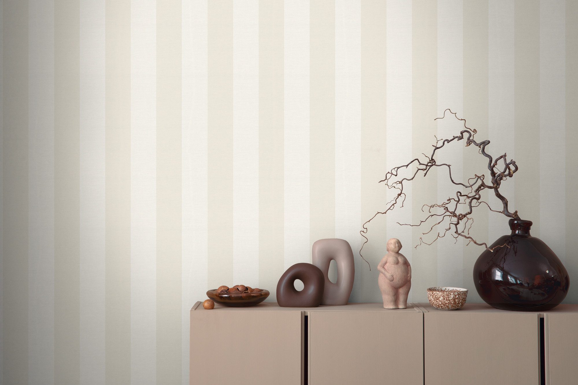 s.Oliver Vliestapete Streifen Tapete, Farbe Beige Creme, strukturiert, längsgestreift, (1 St), skandinavische Wandtapete Vintage für Wohnzimmer, Küche, Landhaus