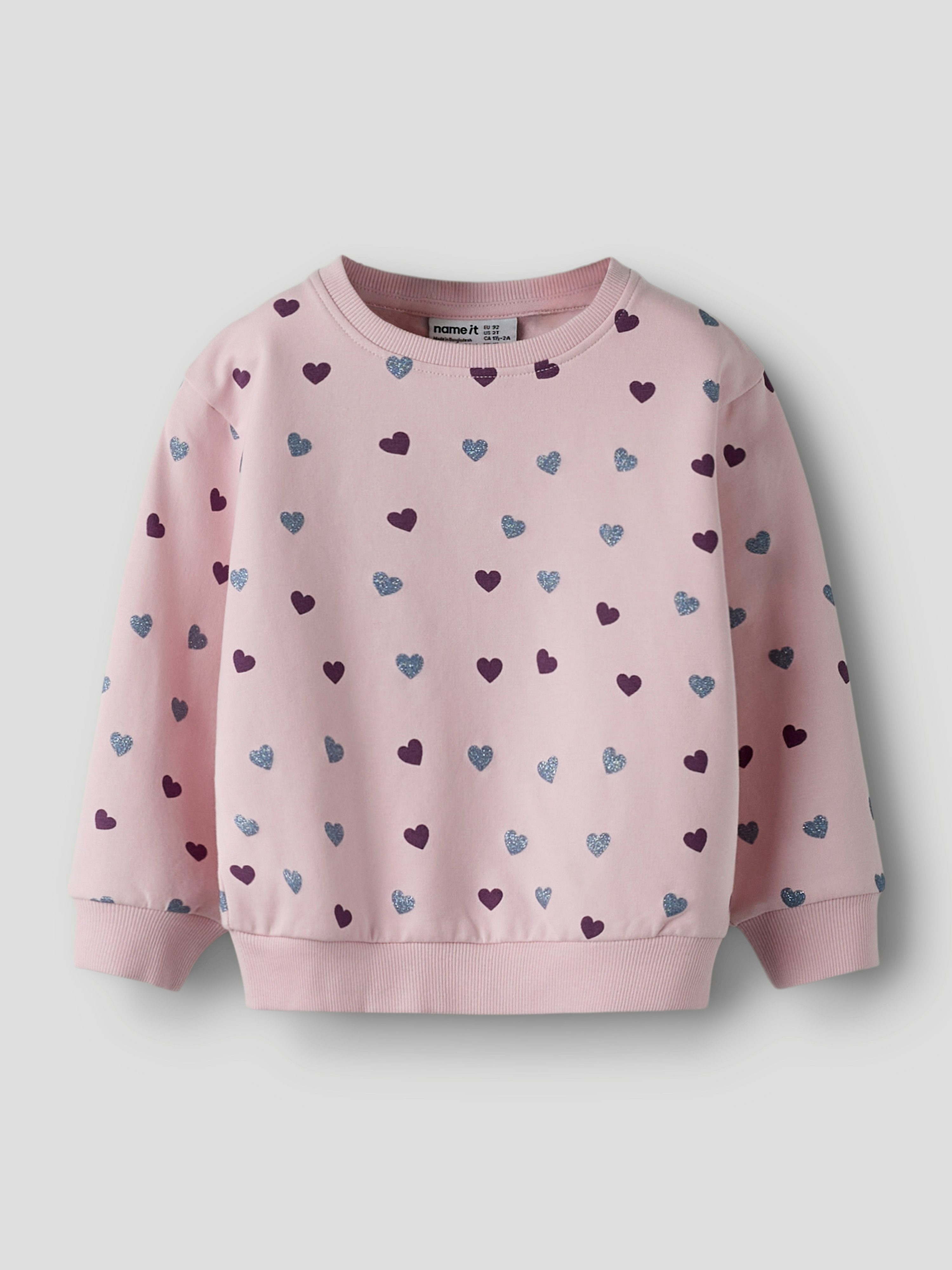 Name It Sweatshirt NMFSOLEA LS NREG SWE BRU Baumwollmischung, Glitzerdetails, Druck, Langarm