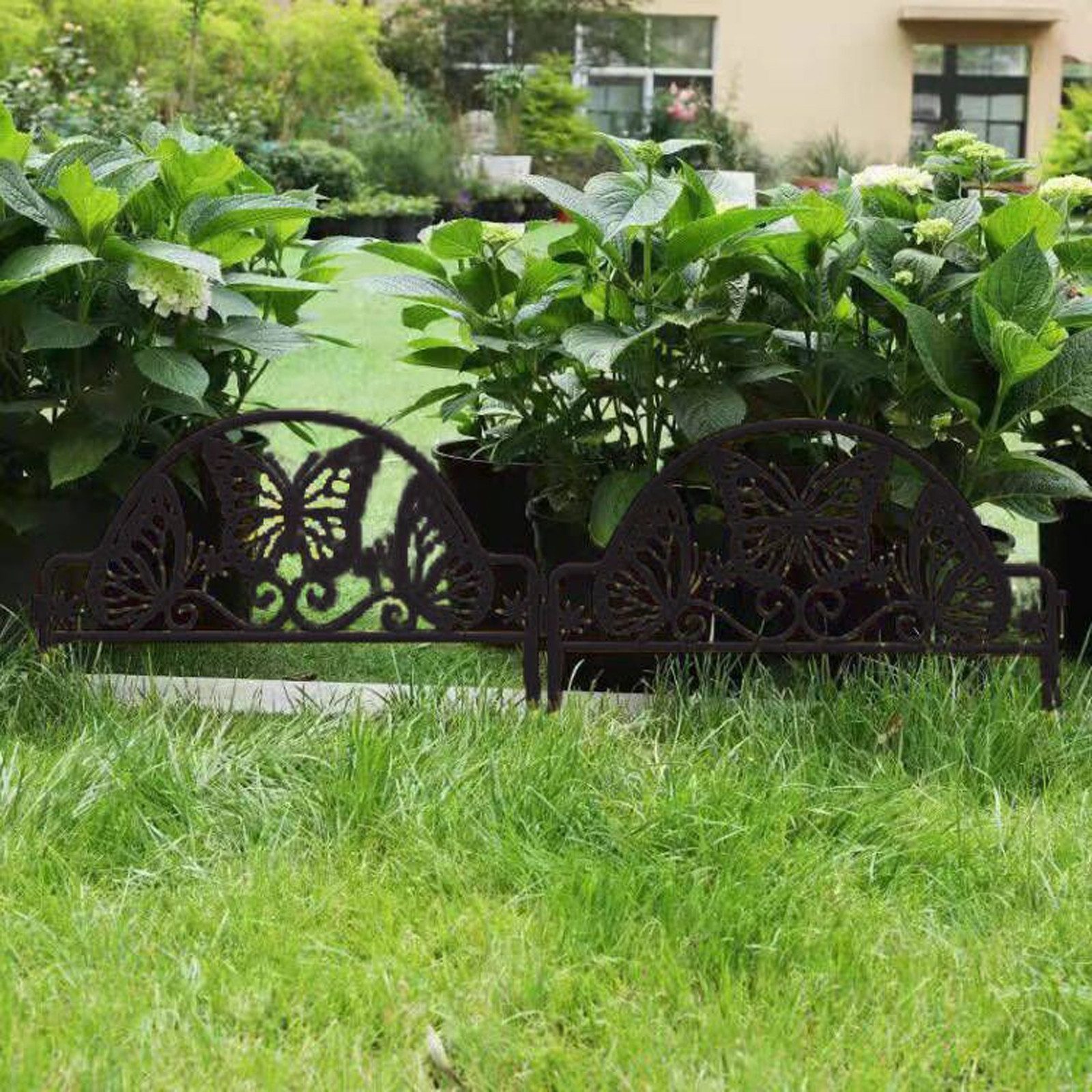 HTI-Living Zierzaun Zierzaun Nessa Schmetterling 4-teilig Braun, (Set, 4-St., 4 Zaunelemente), Beeteinfassung Kunststoff witterungsbeständig
