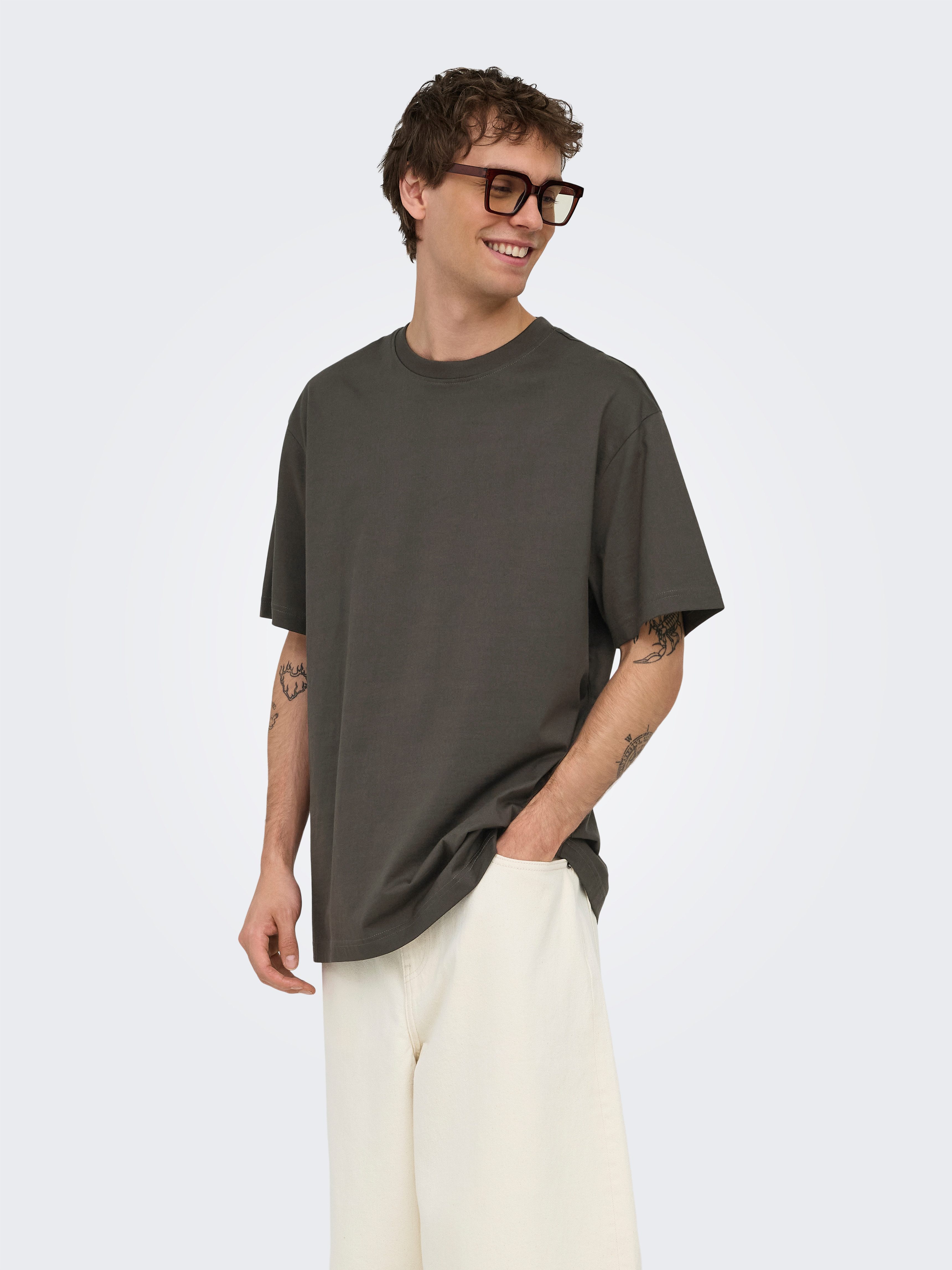 ONLY & SONS Rundhalsshirt ONSFRED RLX SS TEE Baumwolle, relaxed fit