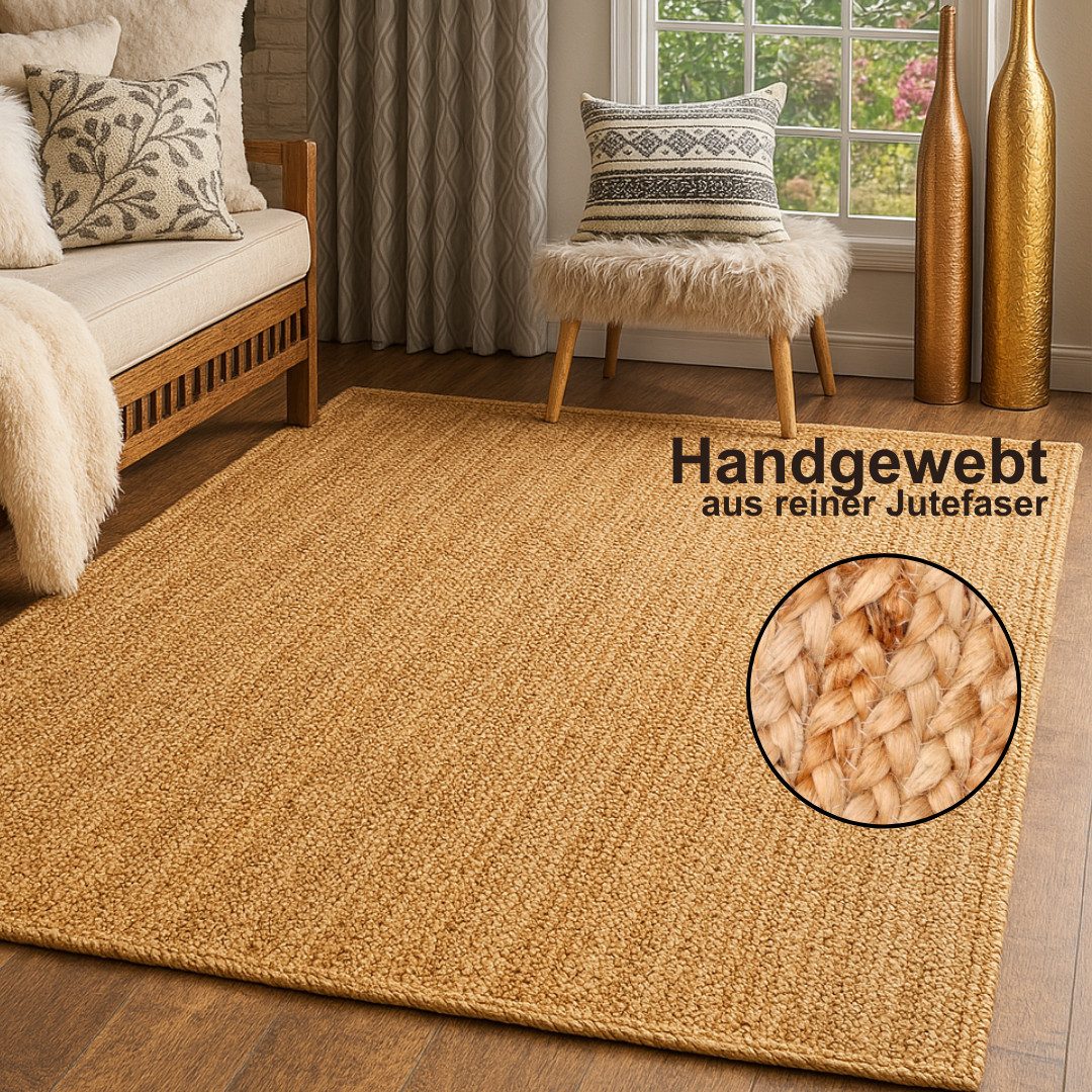Myflair Möbel & Accessoires Teppich Lola, handgeflochten, rechteckig, Höhe: 10 mm, Juteteppich, Wendeteppich, 100% Naturfaser, auch in rund & als Läufer