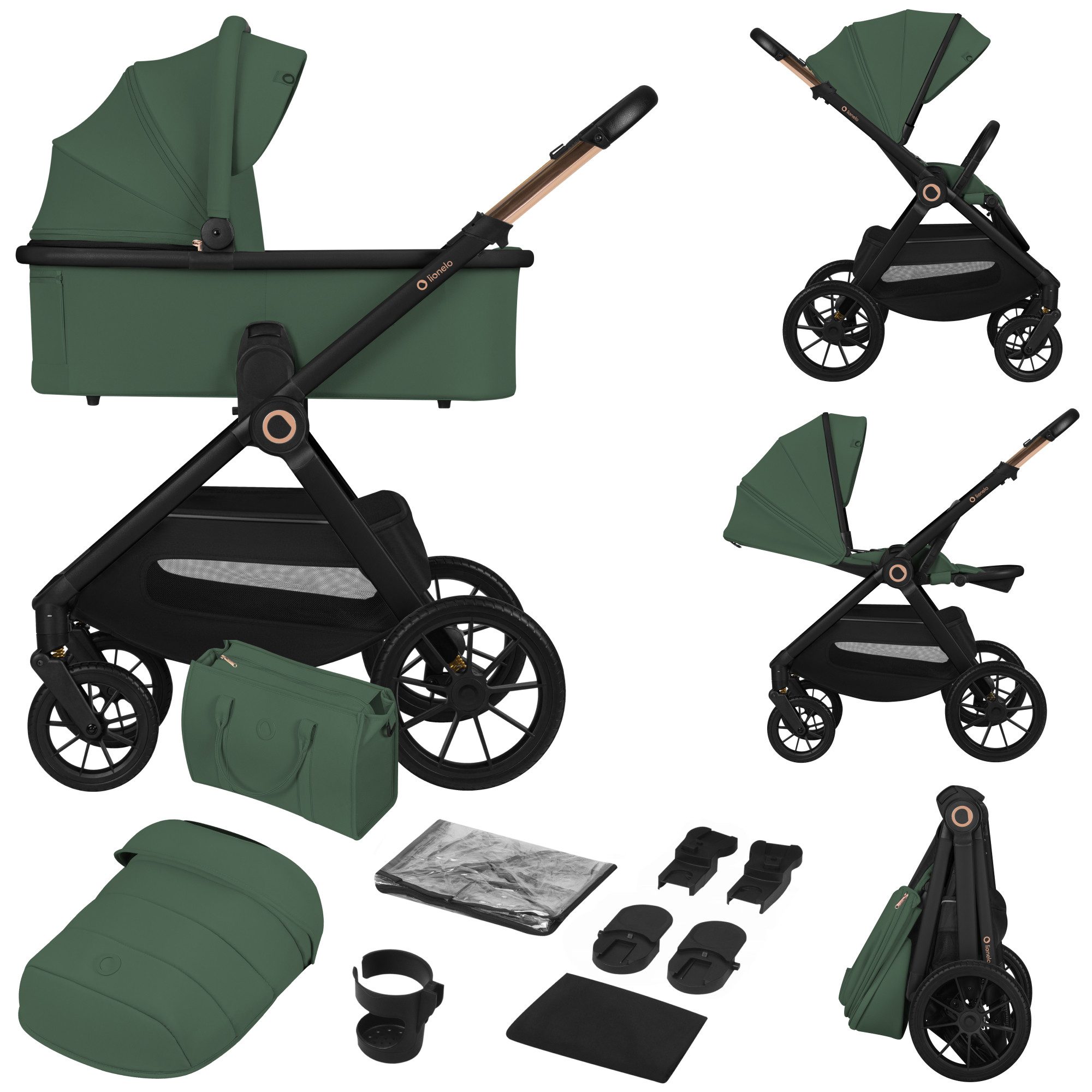 lionelo Kombi-Kinderwagen LAYLA 2IN1, (Set), 3D-Panoramabelüftung/ XXL-Sitz/ komfortable Federung