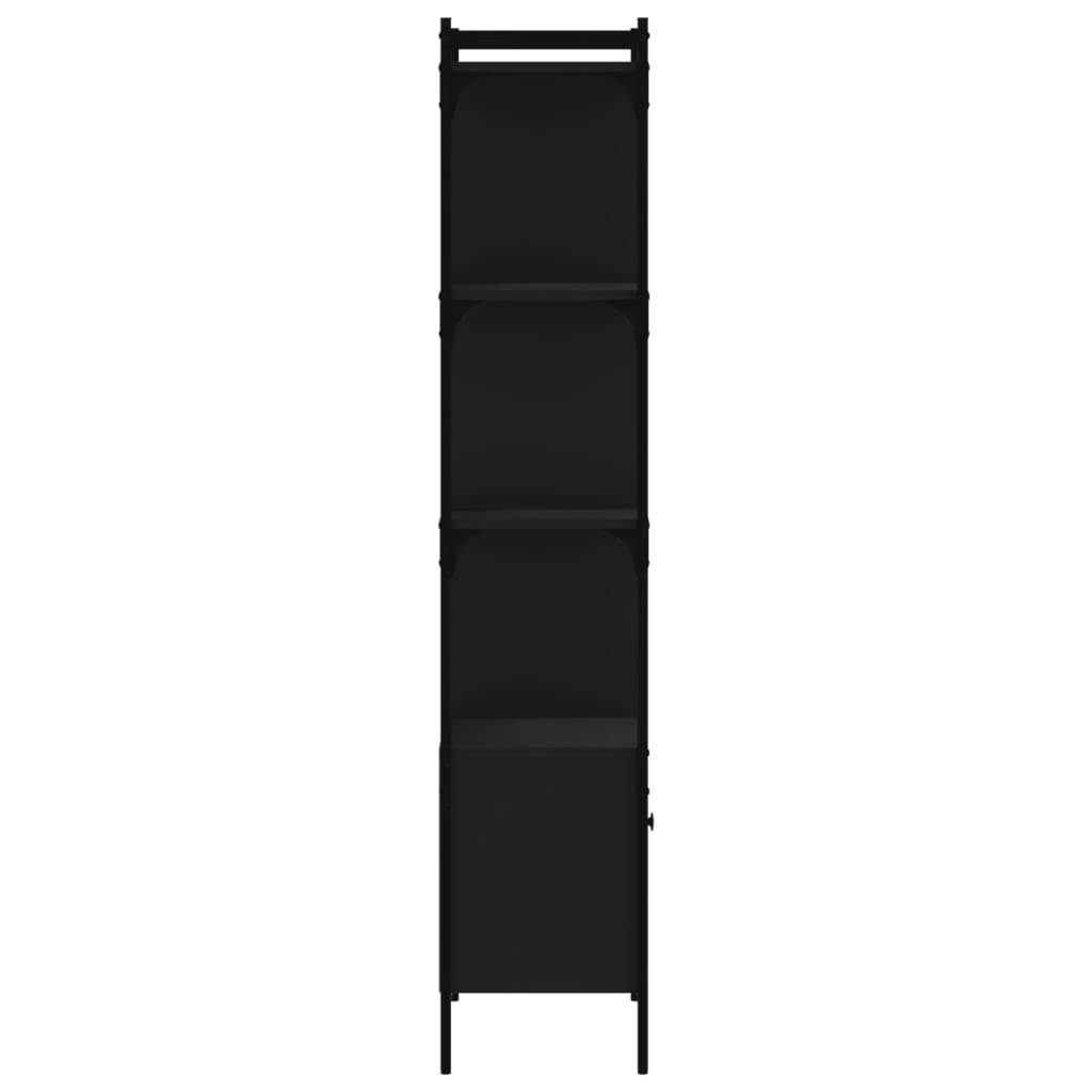 vidaXL Bücherregal Bücherregal mit 1-tlg. 44,5x30x154,5 Holzwerkstoff, Schwarz cm Tür