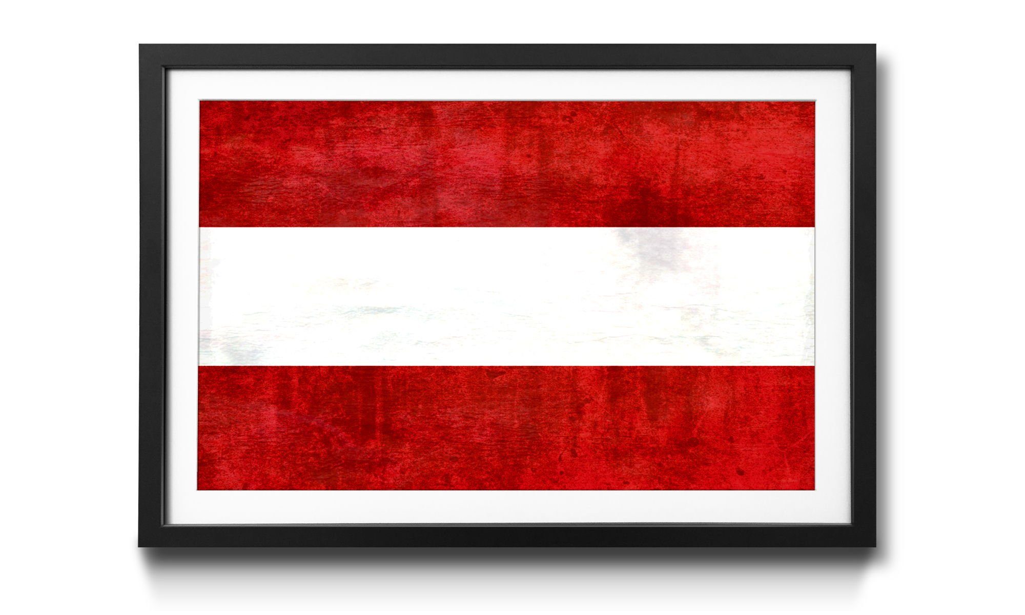 WandbilderXXL Bild mit Rahmen Österreich, Flagge, Wandbild, in 4 Größen erhältlich