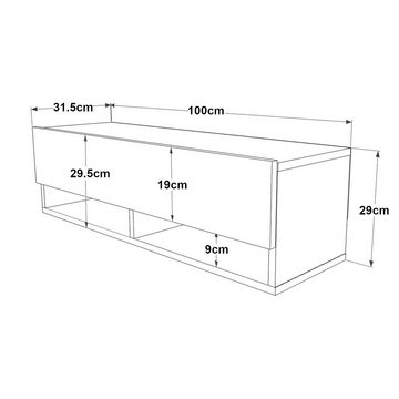 en.casa TV-Schrank »Laitila« TV Hängeboard 100x31,5x29,5cm Eiche rustikal/Weiß