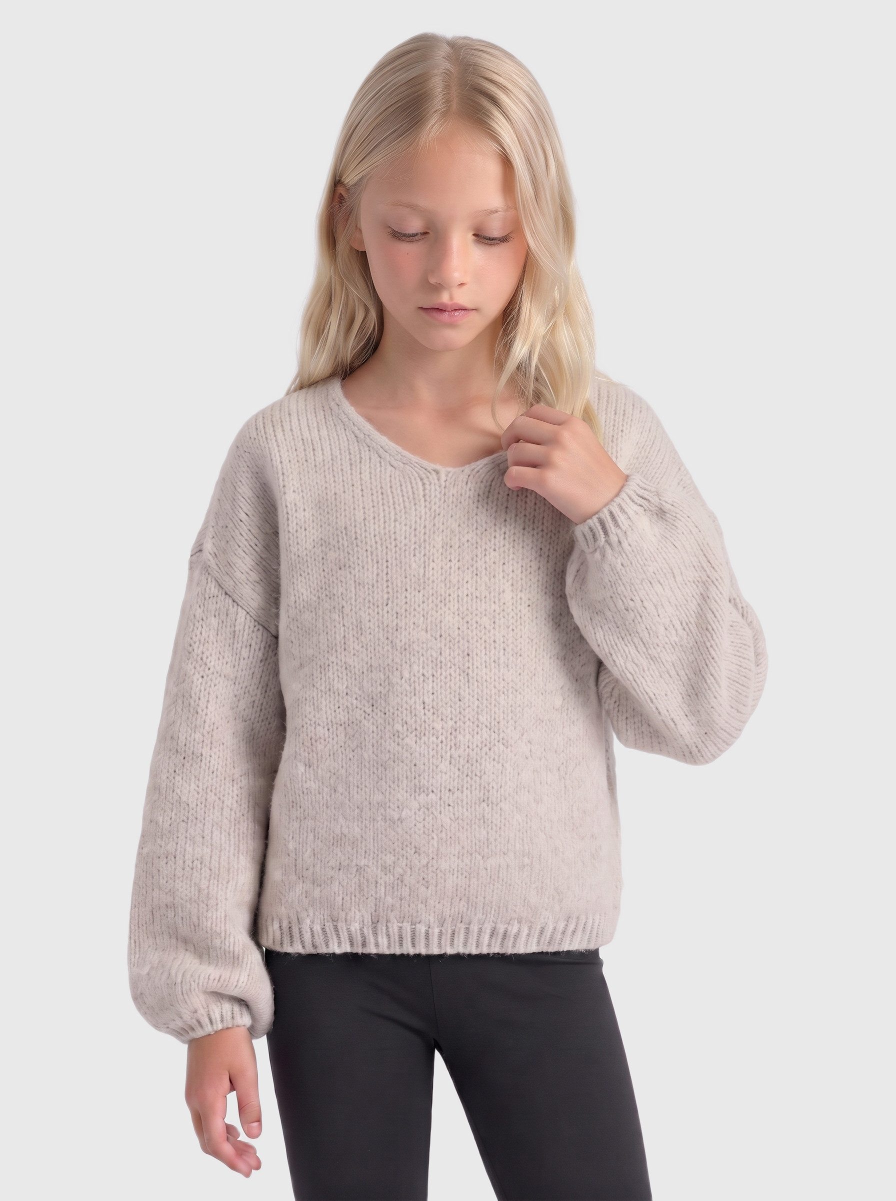 KIDS ONLY V-Ausschnitt-Pullover KOGDINEA L/S REVERSIBLE PULLOV. KNT Kunstfaser, regular fit