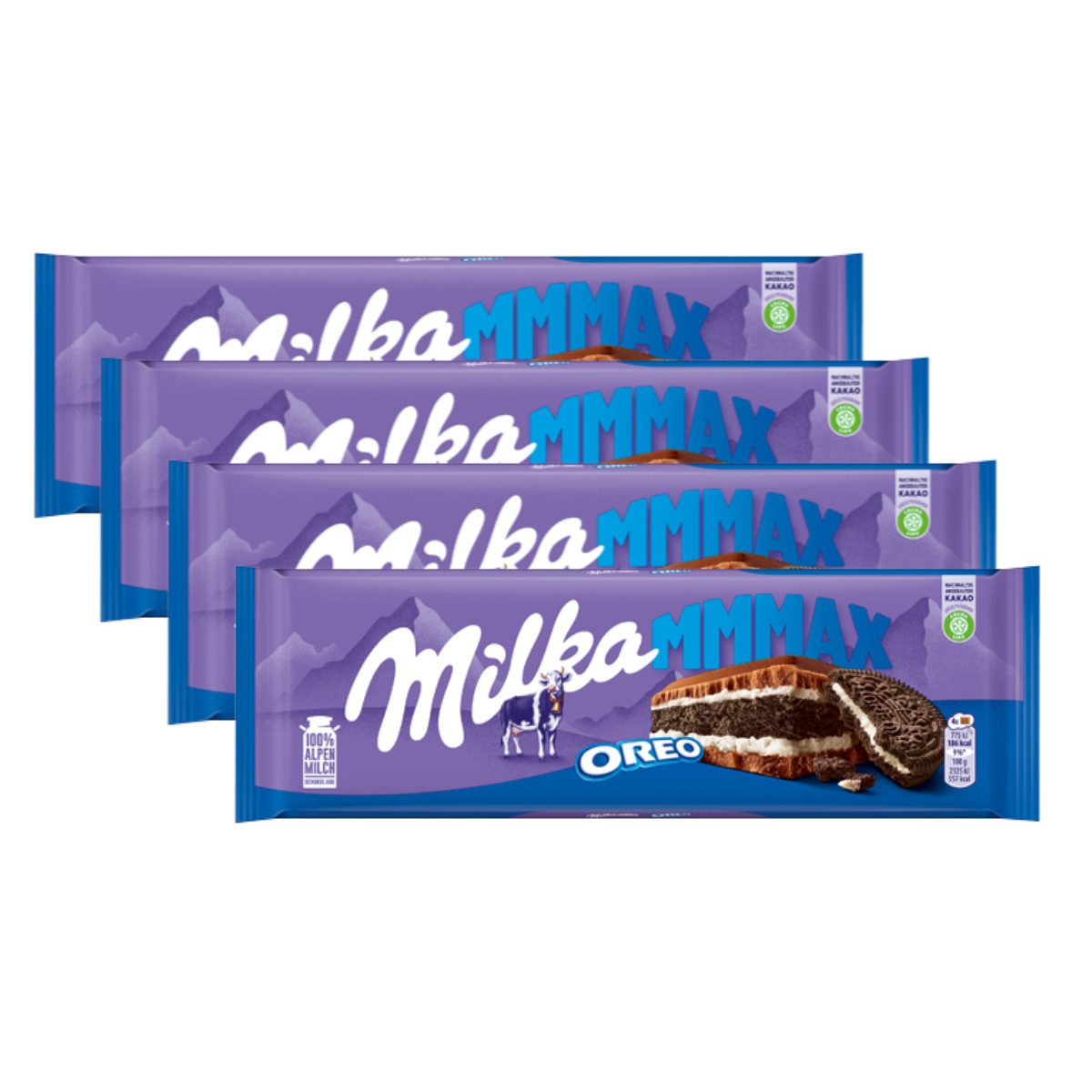 MILKA Schokolade, Milka Oreo Keks Schokolade aus Milchcreme und Oreo Keks 300g 4er Pack