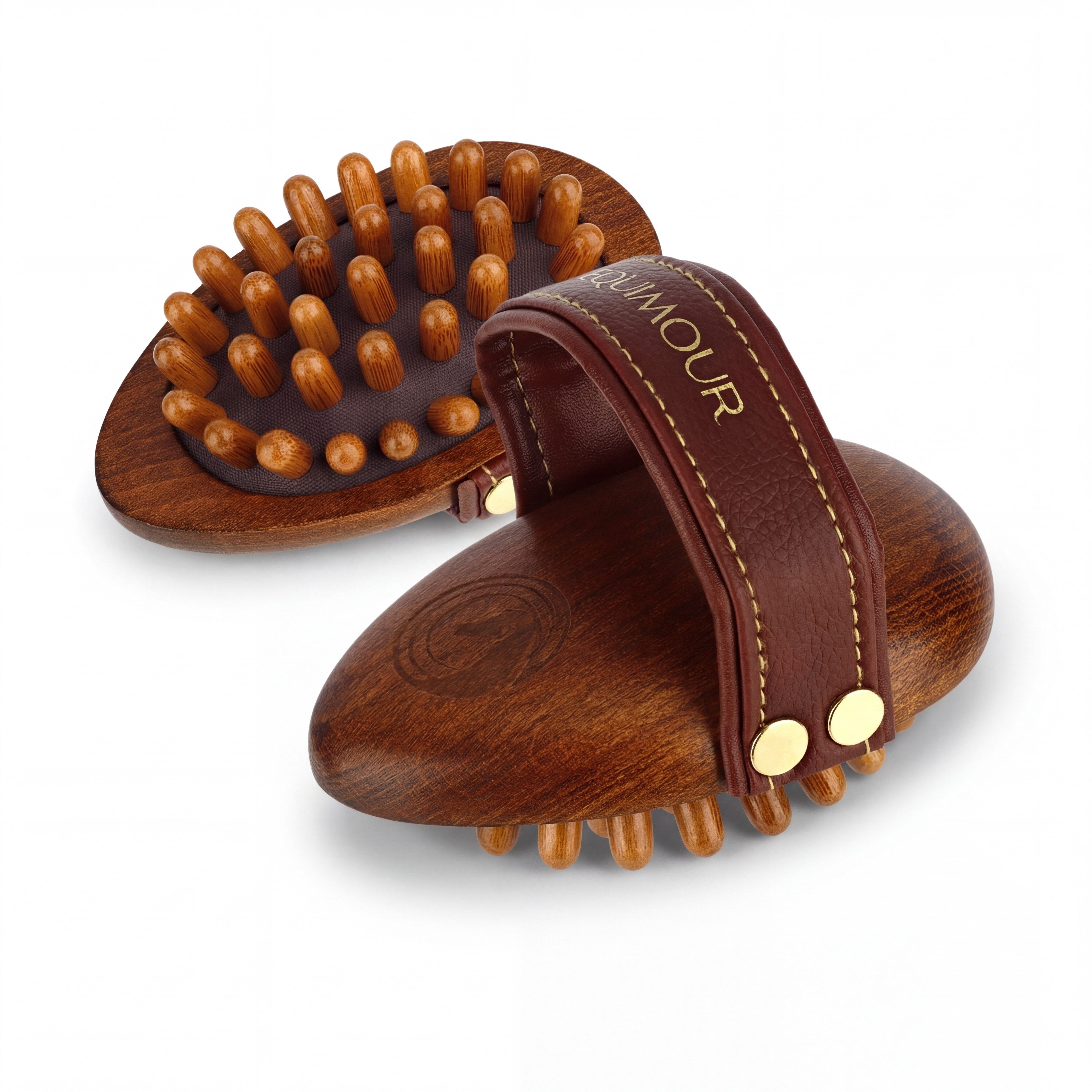 Equimour Pferdebürste Massage-Striegel Pferd – Holzgriff, Fellpflege, ergonomisch, (1-tlg), ergonomisch, sanfte Massage, Holzgriff, Fellwechselhilfe, langlebig