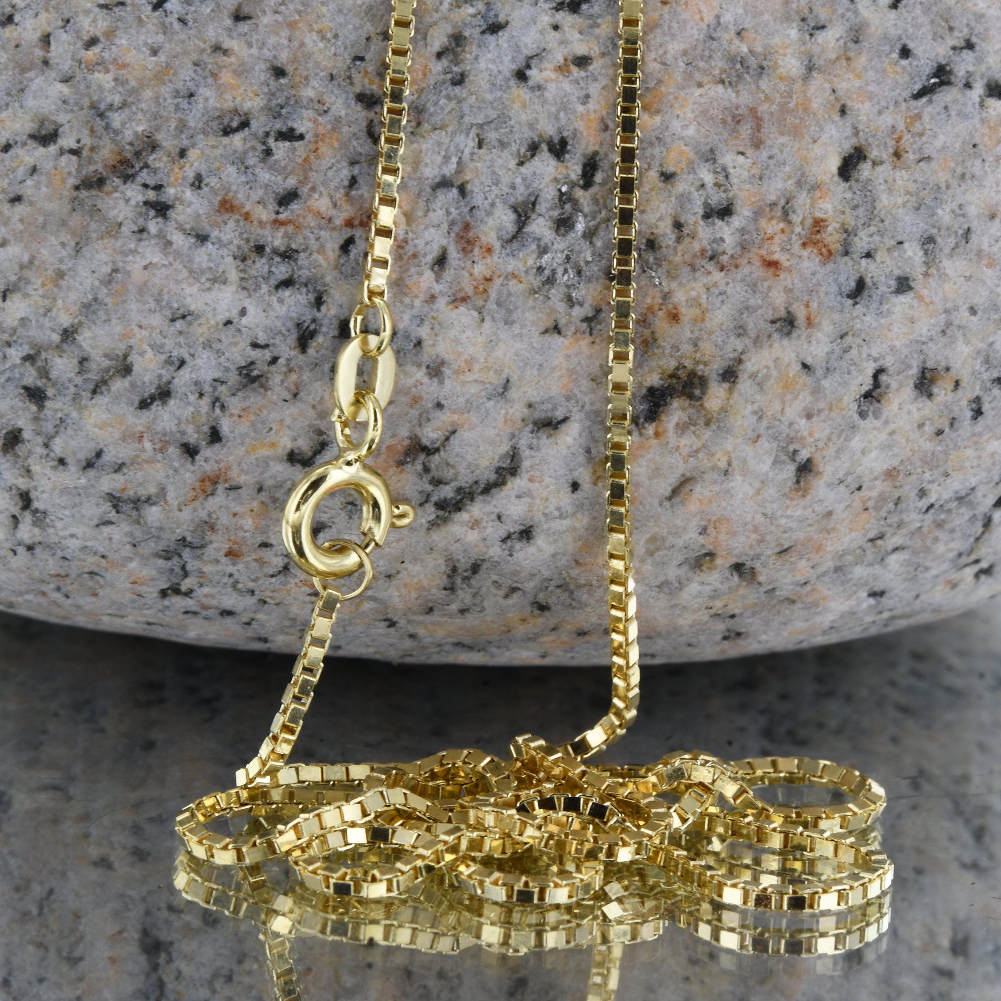 HOPLO Goldkette Goldkette Venezianerkette Halskette 1,2 mm - 38 cm 585-14 Karat Gold, Made in Germany – Bild 4 von 5