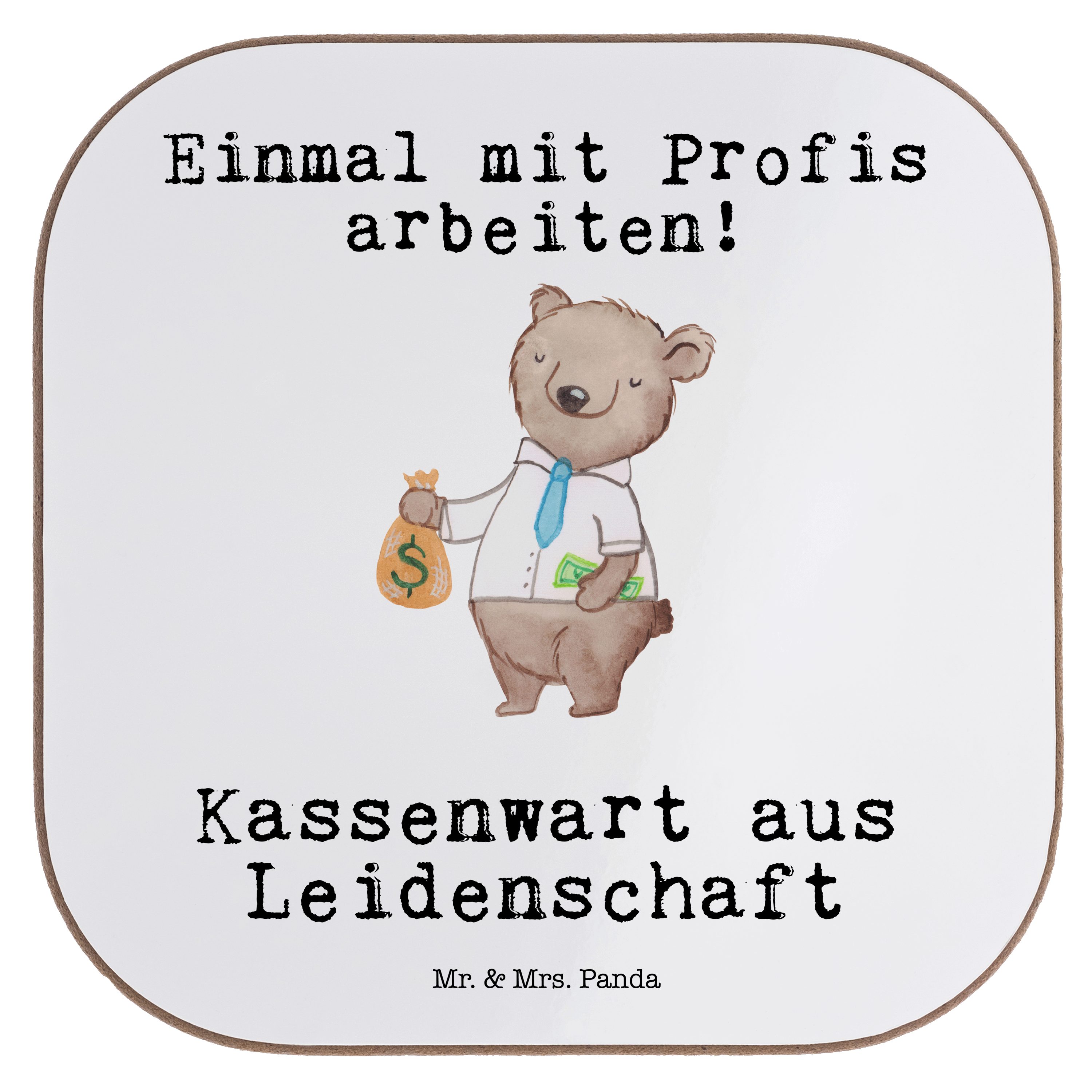 Panda & 1-tlg. Kassenwart Mr. Weiß Leidenschaft Getränkeuntersetzer, Mrs. Geschenk, aus K, - Getränkeuntersetzer -