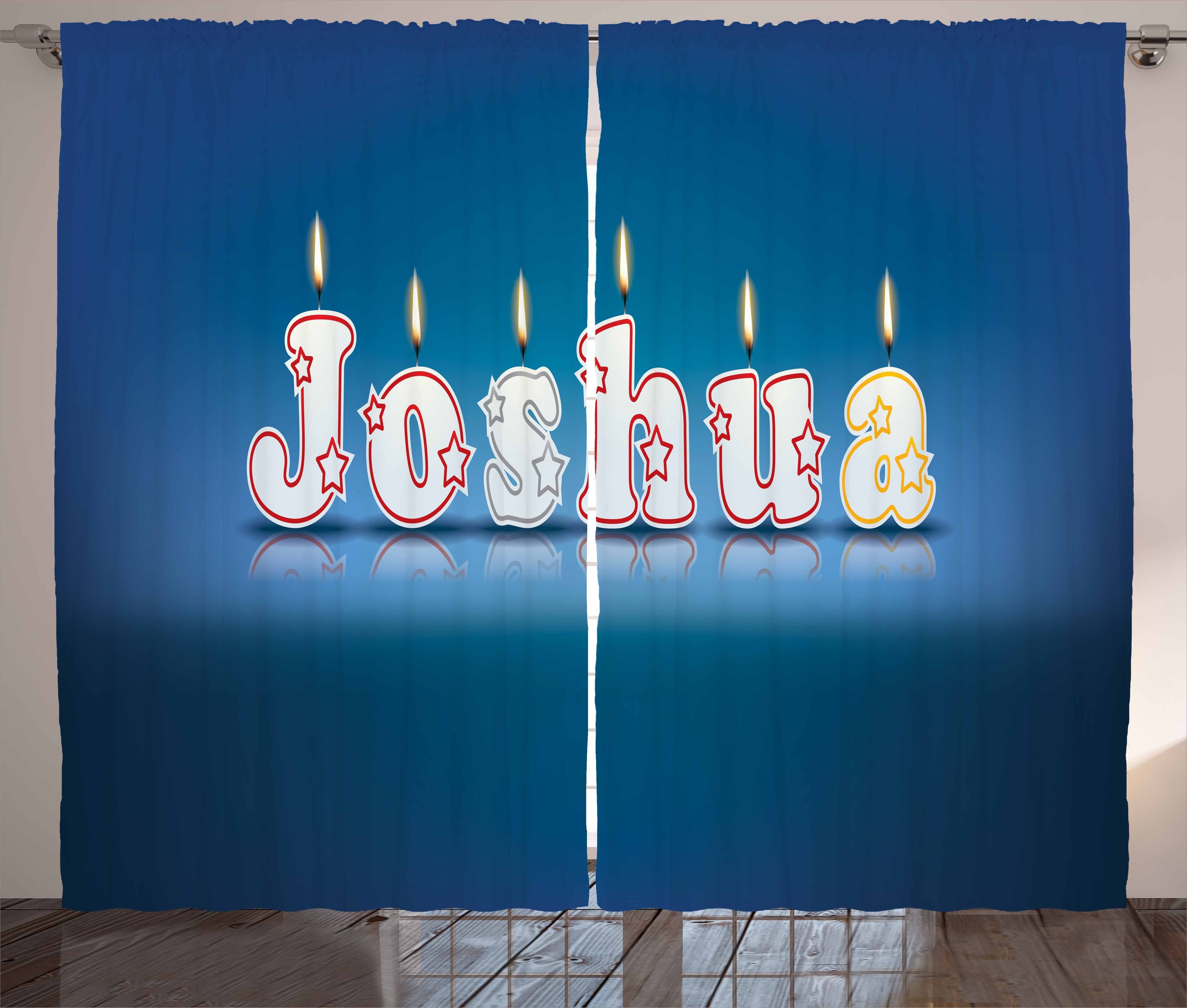 Kräuselband Joshua Vorhang Schrift Geburtstag Schlaufen Haken, und Gardine mit Kerzen Schlafzimmer Abakuhaus,