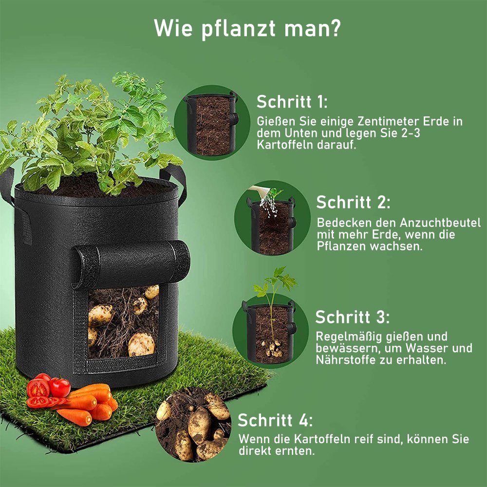 Pflanzbeutel 3 Pflanzkübel zggzerg Gartenhandschuhe Stück 10 mit Kartoffelsack, Gallonen