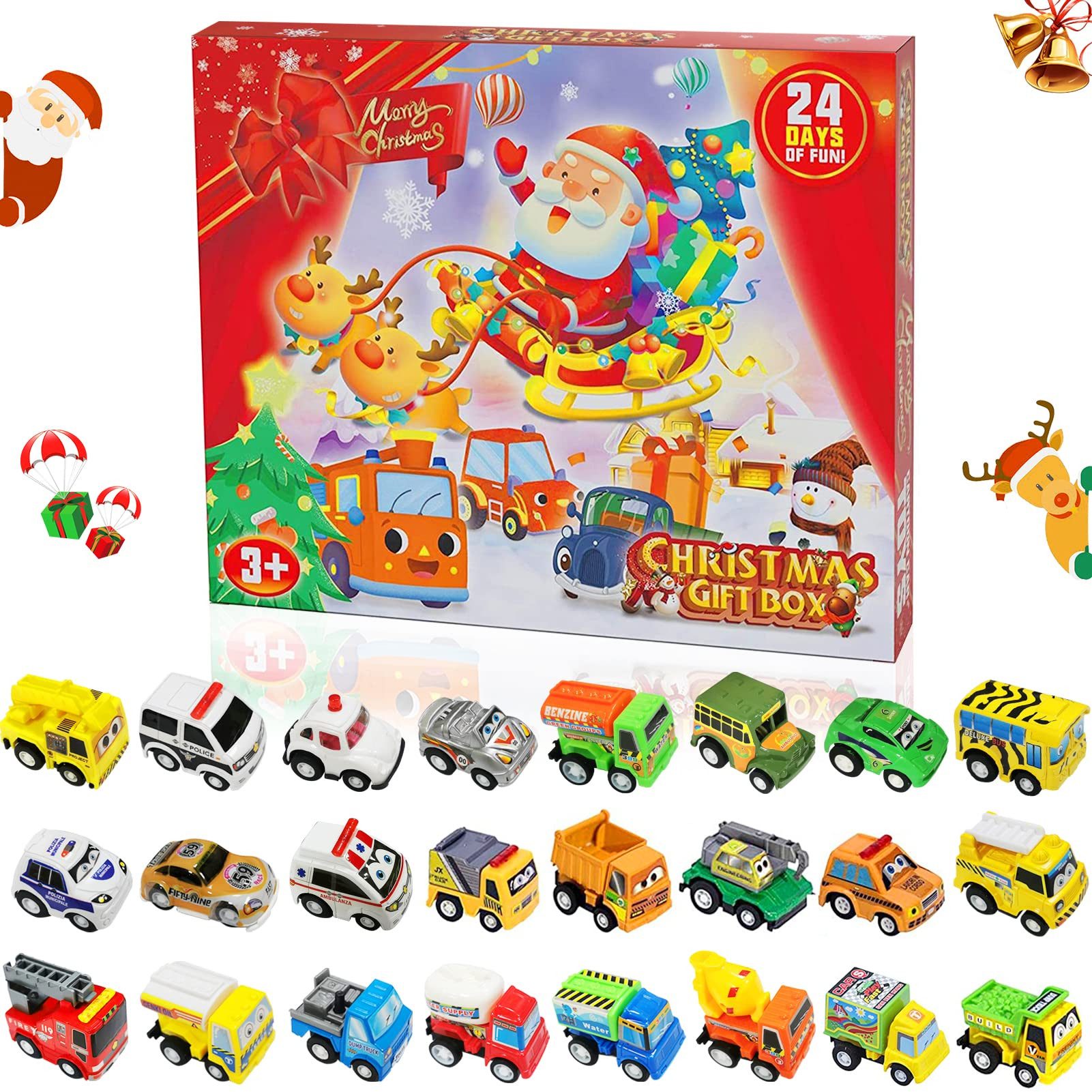 Bomiclss DIY-Adventskalender Adventskalender 2026 Autos Kinder, Weihnachtskalender Jungen (24-tlg), 24 Stück Willkürlich Auto Weihnachtskalender zum Befüllen