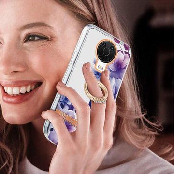 Wigento Handyhülle Für Nokia G20 / G10 Silikon Case TPU mit Ring Flower Motiv 4 Schutz Hülle Cover