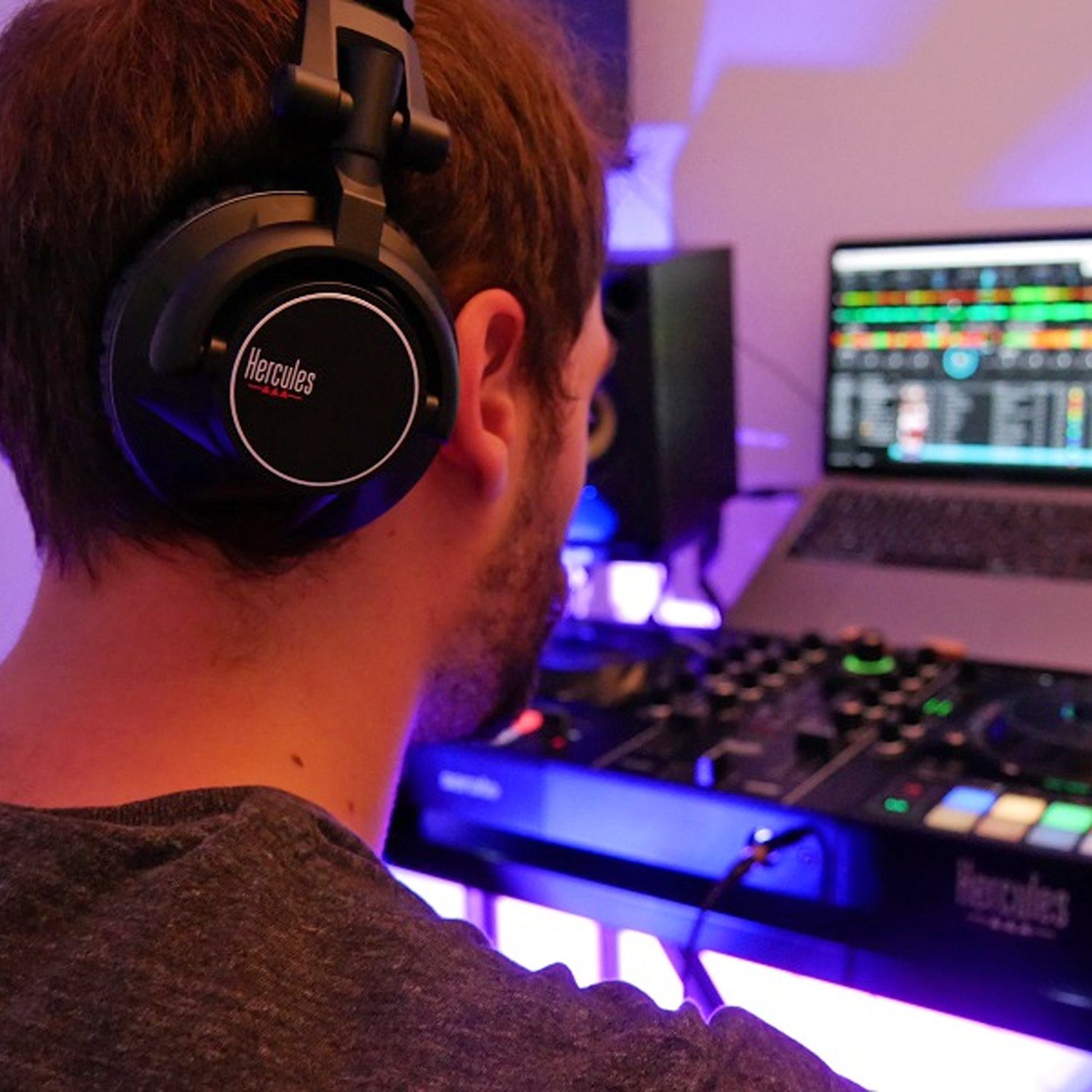 DJ60 -, HERCULES HDP (Geräuschisolierung, mit Tisch-Stativ Kabelgebunden) DJ-Kopfhörer