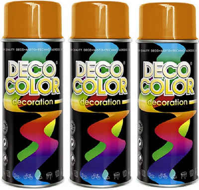 DECO COLOR Sprühlack 3er Sparpack Lackspray GLANZ nach RAL 400ml Farbe frei wählbar