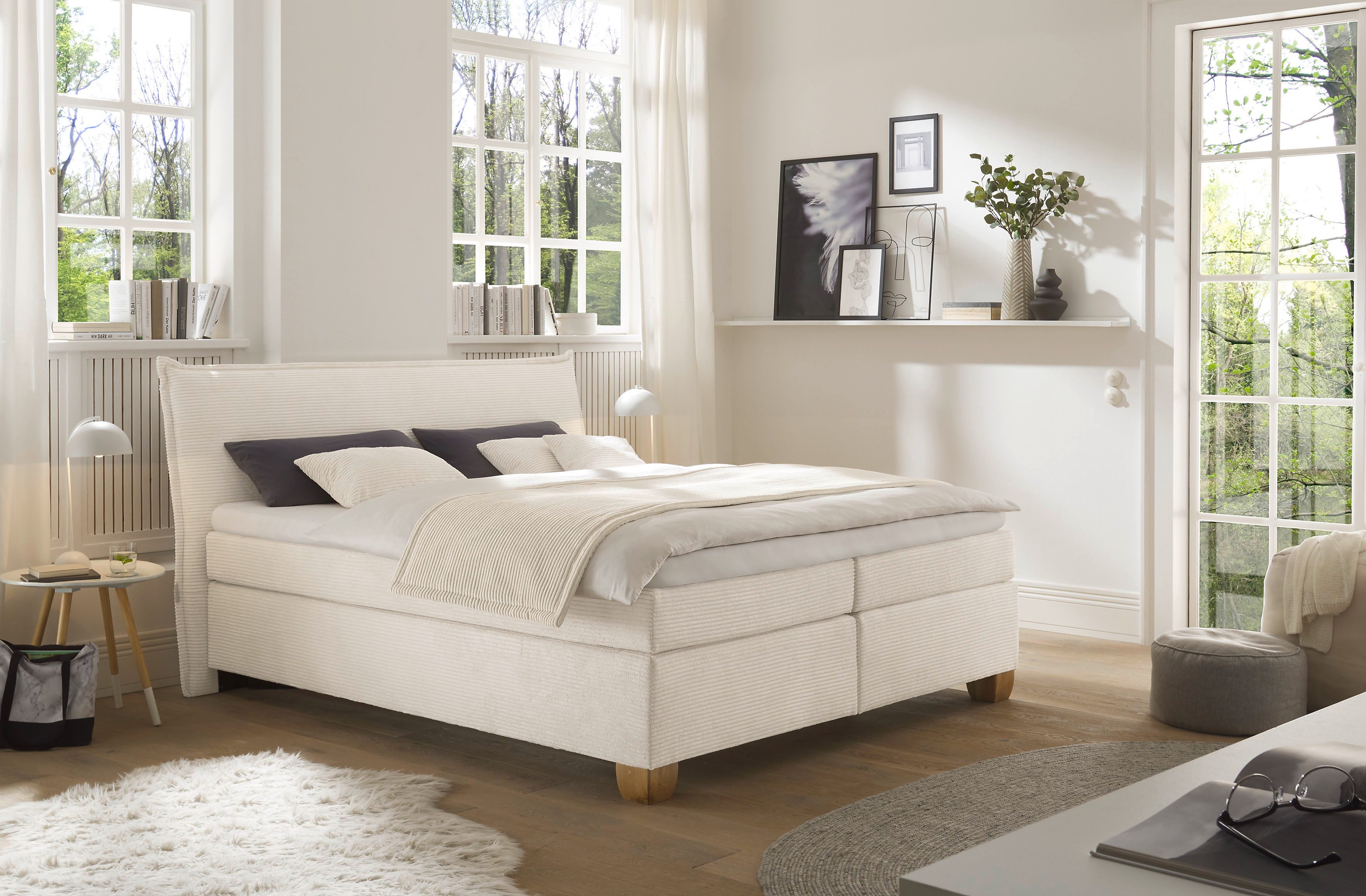 hapo Boxspringbett Helsinki in verschiedenen Breiten und Härtegraden erhältlich, Bett mit samtartigem Stoff bezogen, inkl. Topper