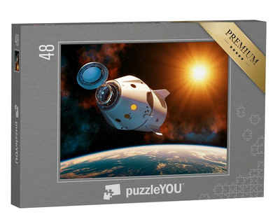 puzzleYOU Puzzle Raumschiff mit offener Andockluke, 48 Puzzleteile, puzzleYOU-Kollektionen Weltraum, Universum