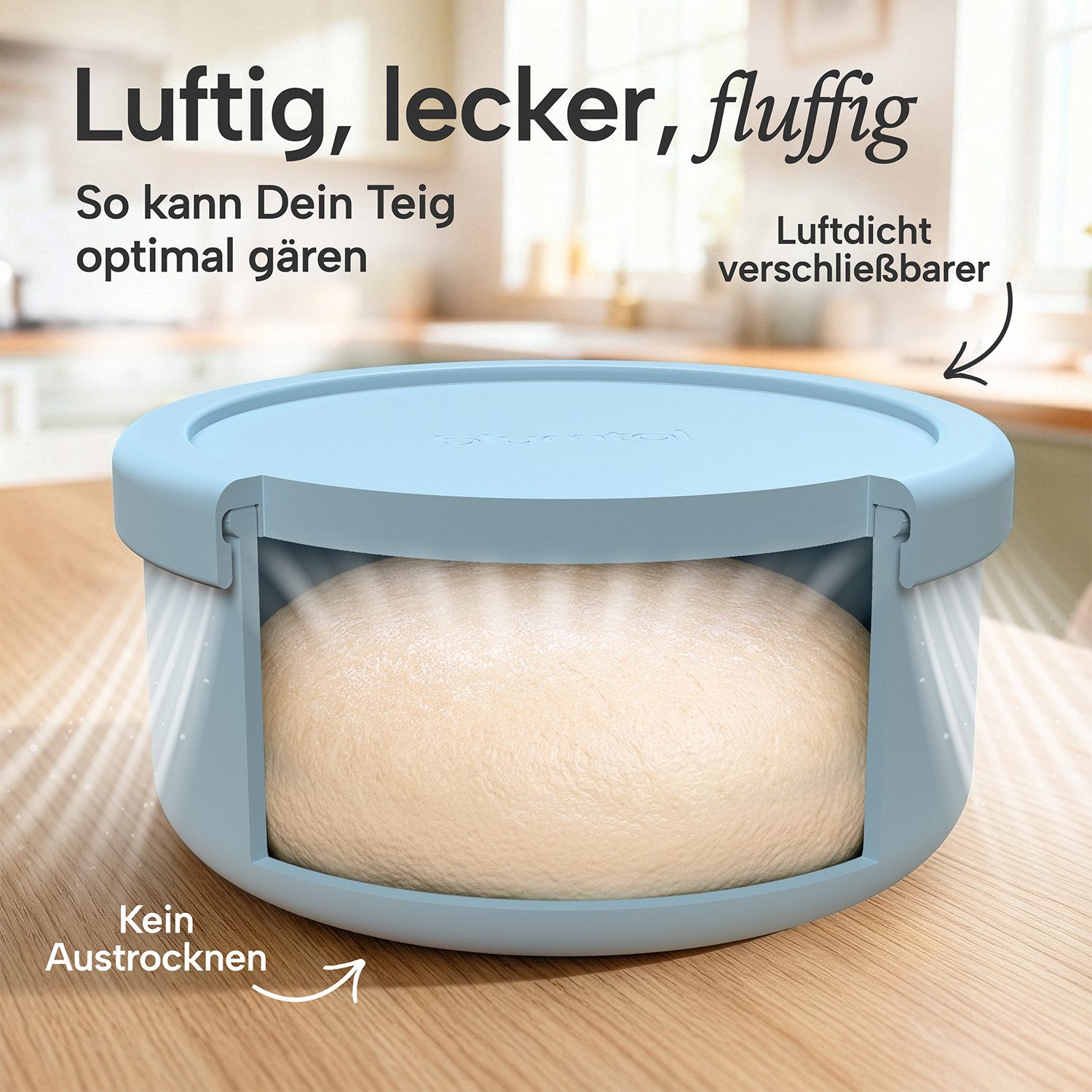 Blumtal Vorratsdose Pizzaballenbox mit Deckel 2er Set - BPA-freie Pizza Ballenbox, Silikon, (4-tlg., 2er, 4er und 6er Set), Silikon 14,5x6,5cm - antihaftende Pi – Bild 4 von 5