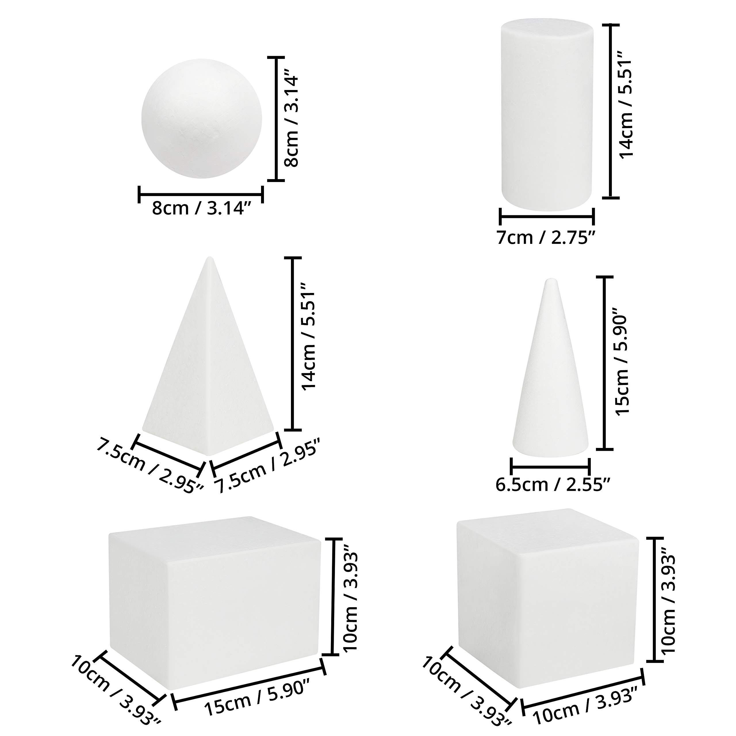 Thumbnail - Belle Vous Streudeko White Foam 3D Shapes (6 pcs) - Toy, Learning, School, (6-tlg)