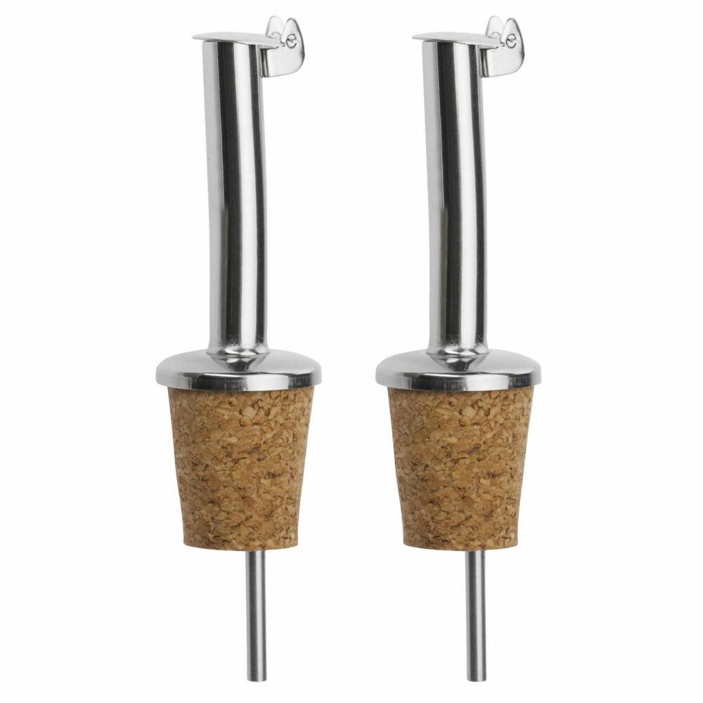 Flaschenausgießer 2 Stk., »Inox Standard«, Naturkork, Metallkläppchen