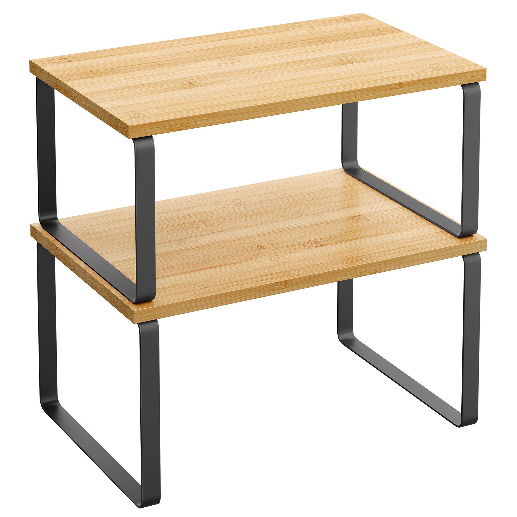SONGMICS Gewürzregal Küchen-Organizer, Küchenregal, Schrank-Organizer Küche, kleines Regal, 2-tlg., erweiterbar, stapelbar, Metall und Holzwerkstoff – Bild 4 von 5