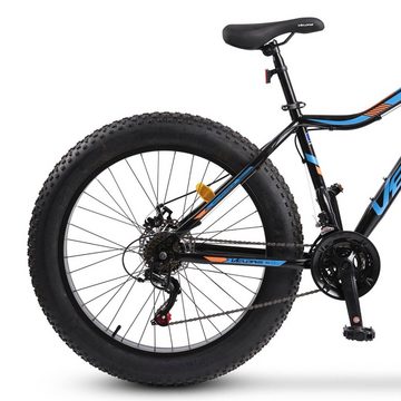 Velors Mountainbike 26 Zoll Fat Tire 4.0 MTB für Herren Damen und Jungen, 21 Gang Shimano, Kettenschaltung, mechanische Scheibenbremse, Fat Bike Mountainbike