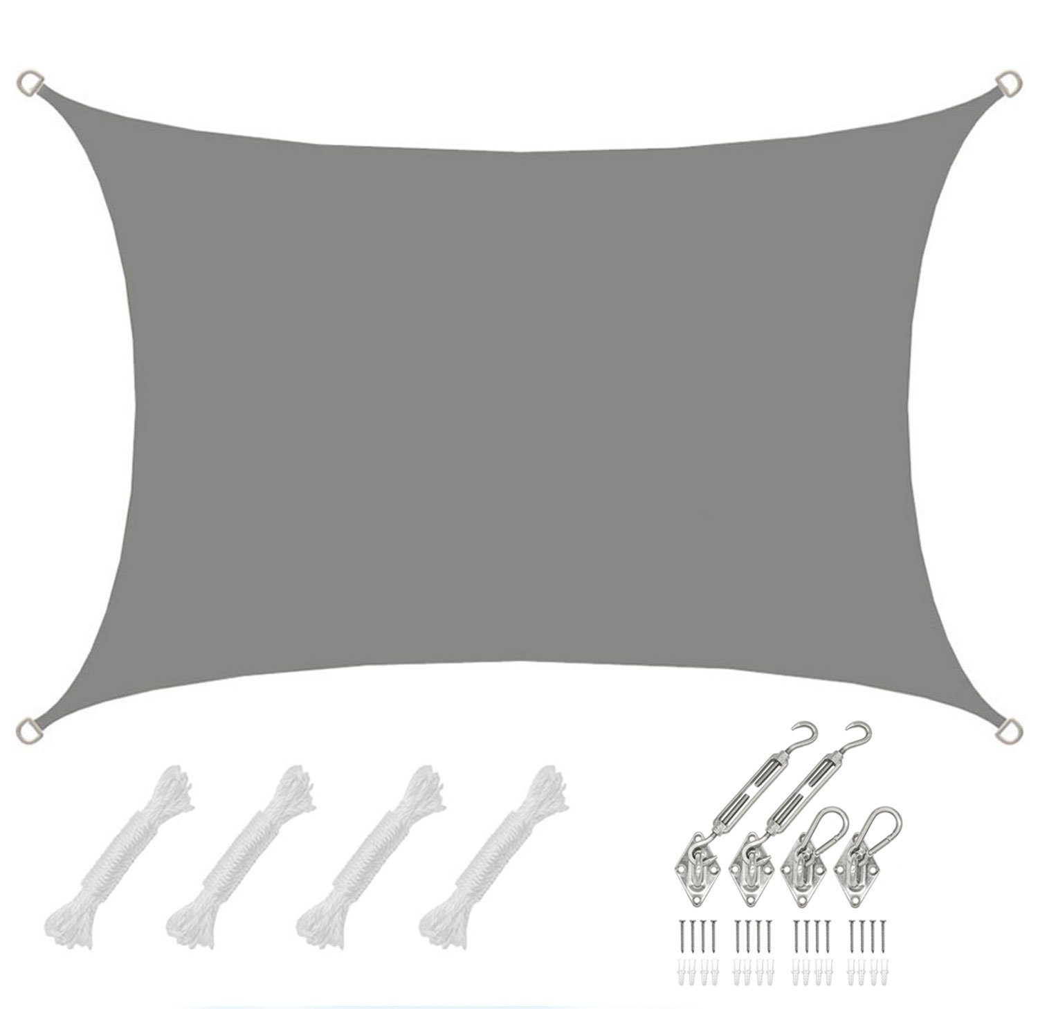 Sonnensegel mit Befestigung - 4 x 3 m Wasserdicht - Sonnenschutz Garten & Balkon