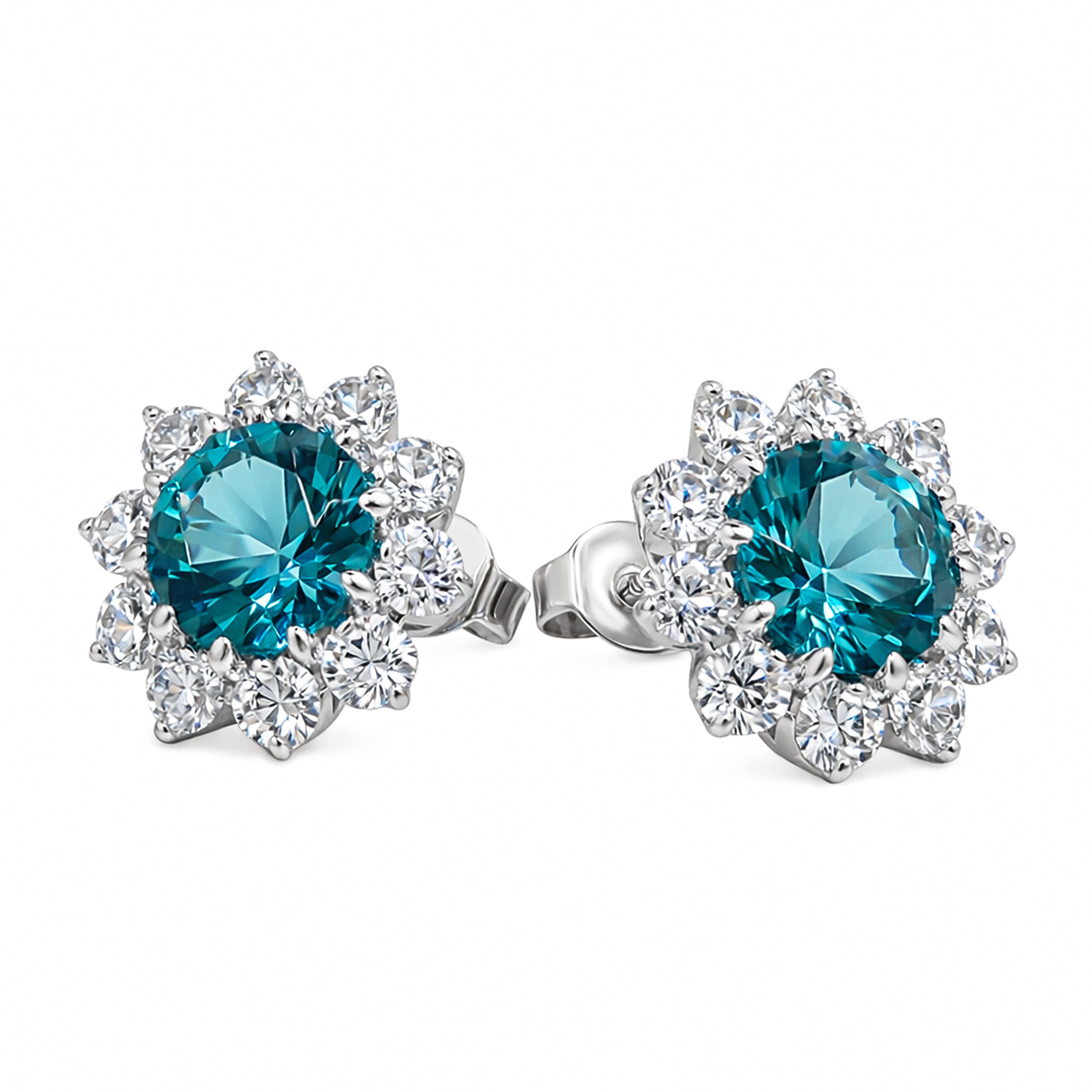 Firetti Paar Ohrstecker Schmuck Geschenk Silber 925 Ohrschmuck Ohrringe Blume, mit Zirkonia (synth)
