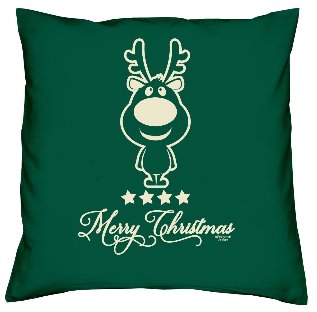 Soreso® Dekokissen Kissen Christmas Kissenbezug und Füllung, Geschenke Weihnachten dunkelgrün
