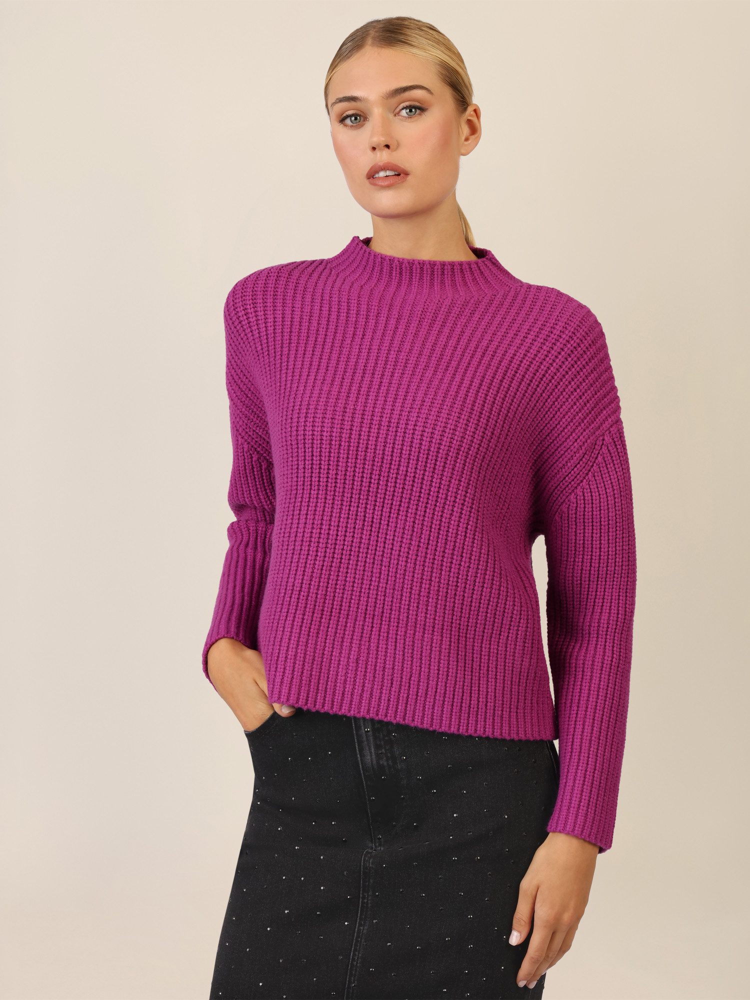 Apart Stehkragenpullover mit Strukturmuster günstig online kaufen