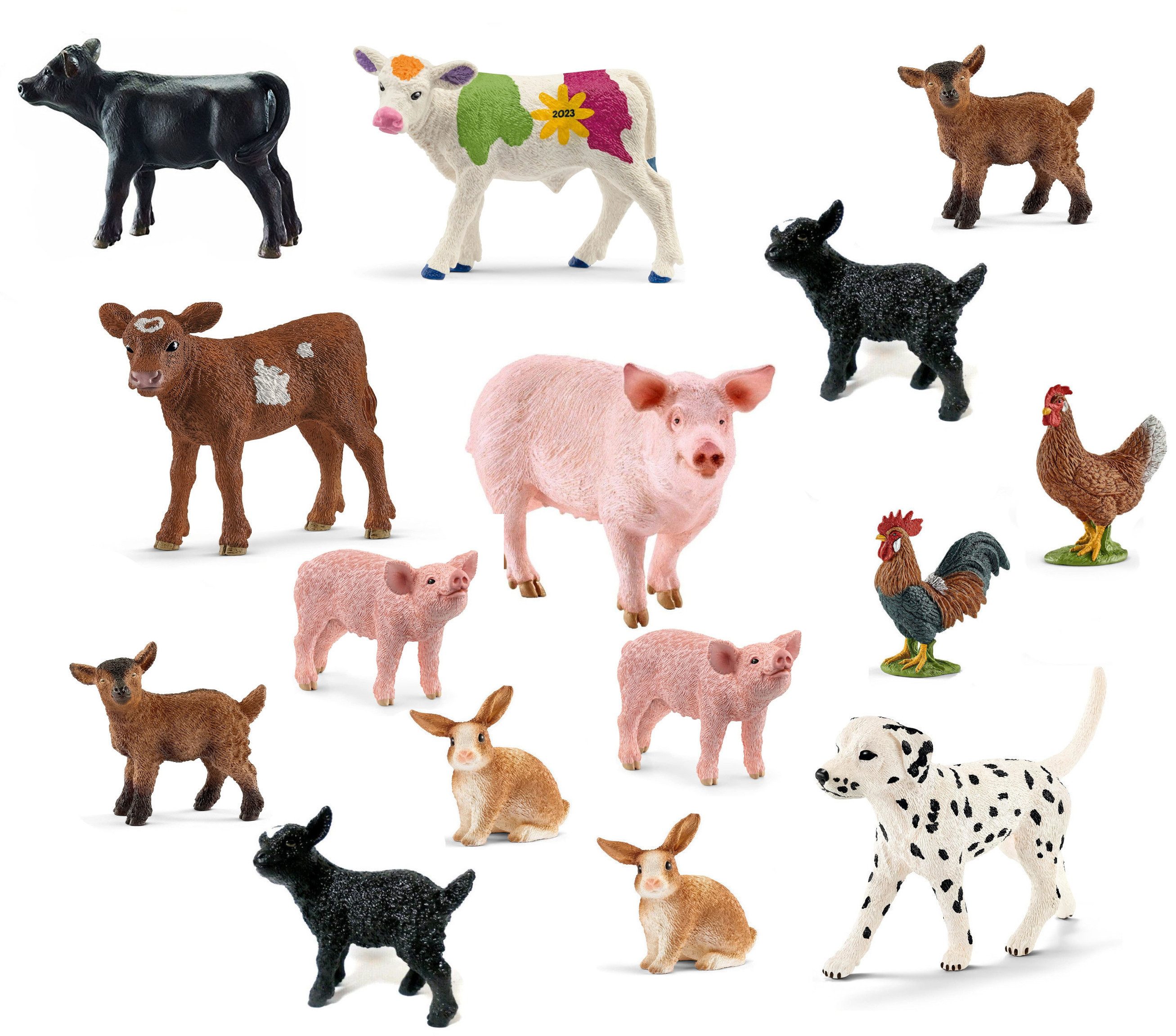 Schleich® Spielfigur Tierfiguren - Bauernhof-Set mit 15 Tieren, (15-tlg)