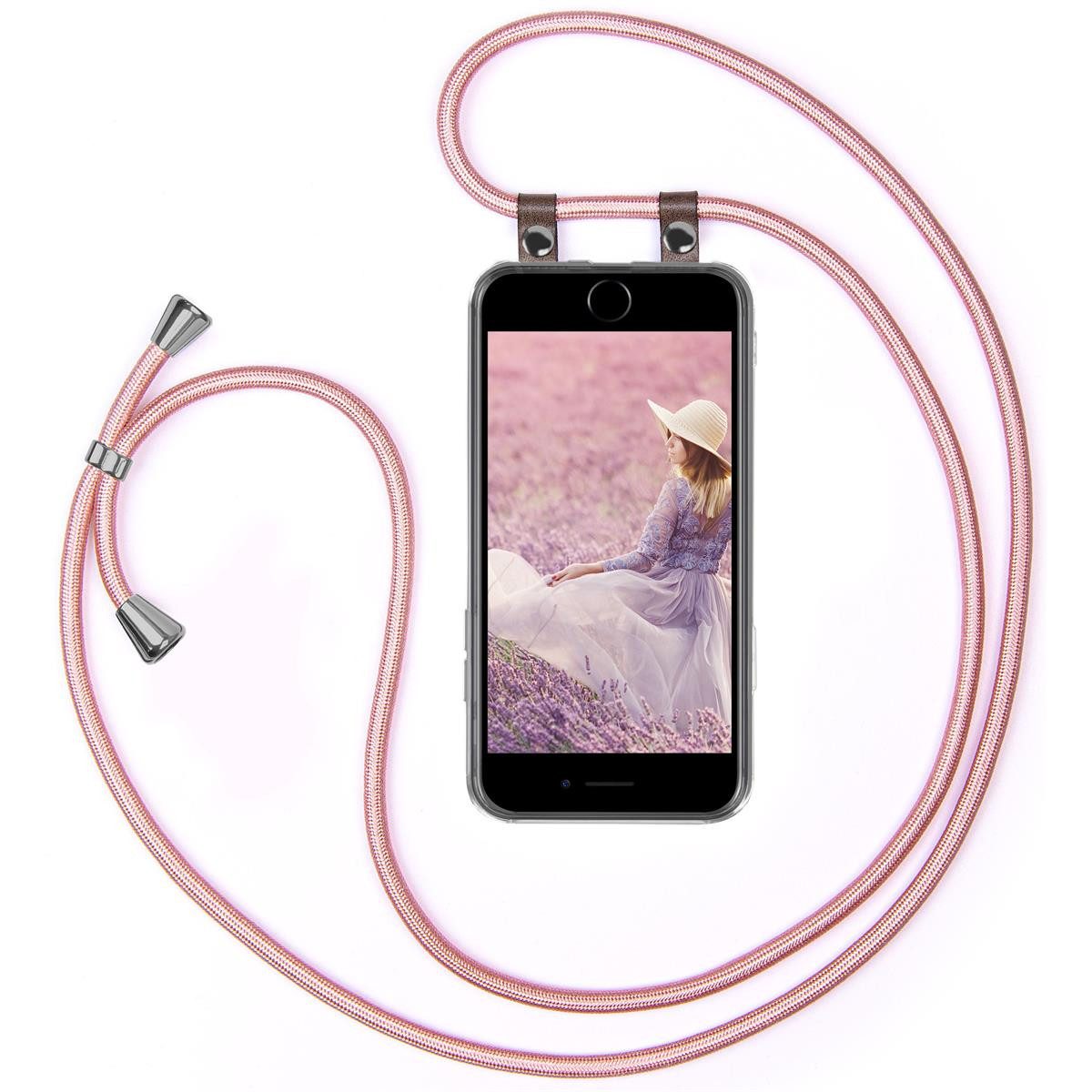 moex Handykette für iPhone 6s Hülle mit Band Free Spirit Rosa 4,7 Zoll, Handyhülle zum Umhängen Handyband Kette abnehmbar Handy Umhängeband