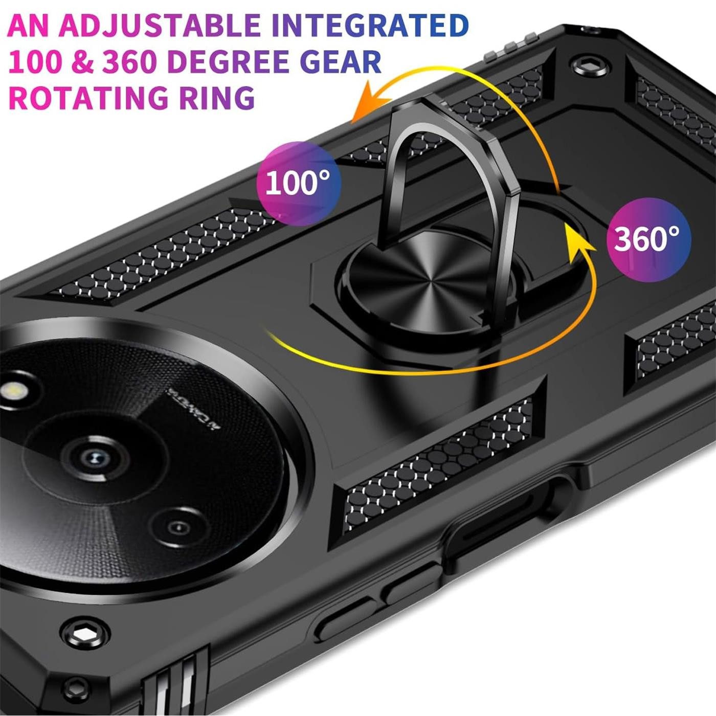 CoolGadget Handyhülle Armor Shield Case für Xiaomi Redmi A3 6,71 Zoll, Outdoor Cover mit Magnet Ringhalterung Handy Hülle für Redmi A3 – Bild 5 von 5