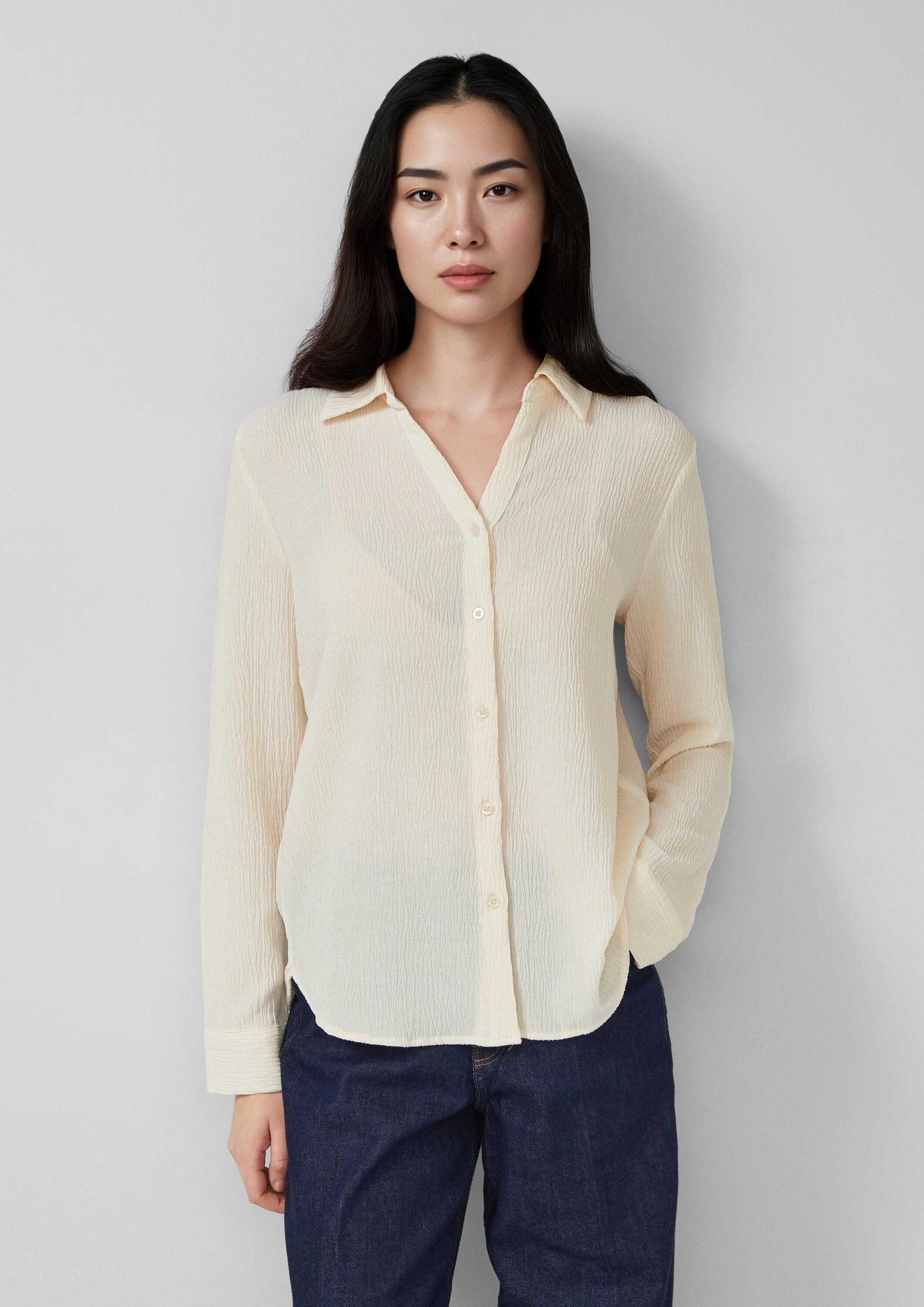 s.Oliver Langarmbluse Bluse Strukturierte Hemdbluse mit Turn-up