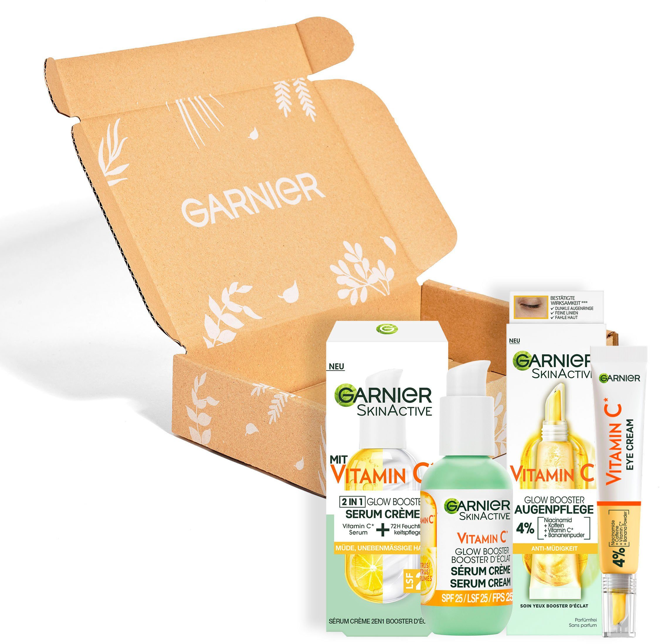 GARNIER Gesichtspflege-Set VITAMIN C GLOW BOOSTER SET Set, 2-tlg., ebenmäßigeres Hautbild, mildert Anzeichen für Müdigkeit, für mehr Glow