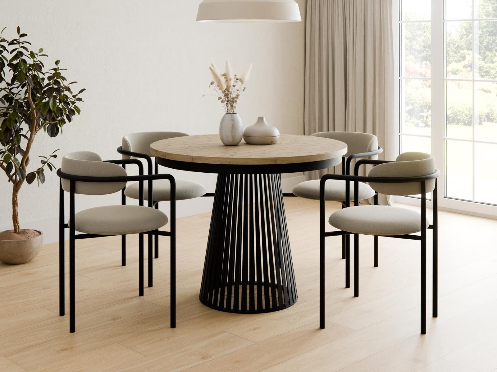 Compleo Esstisch Rund, Säulengestell mit Rillenstruktur DAST (TOPSELLER), A günstig online kaufen