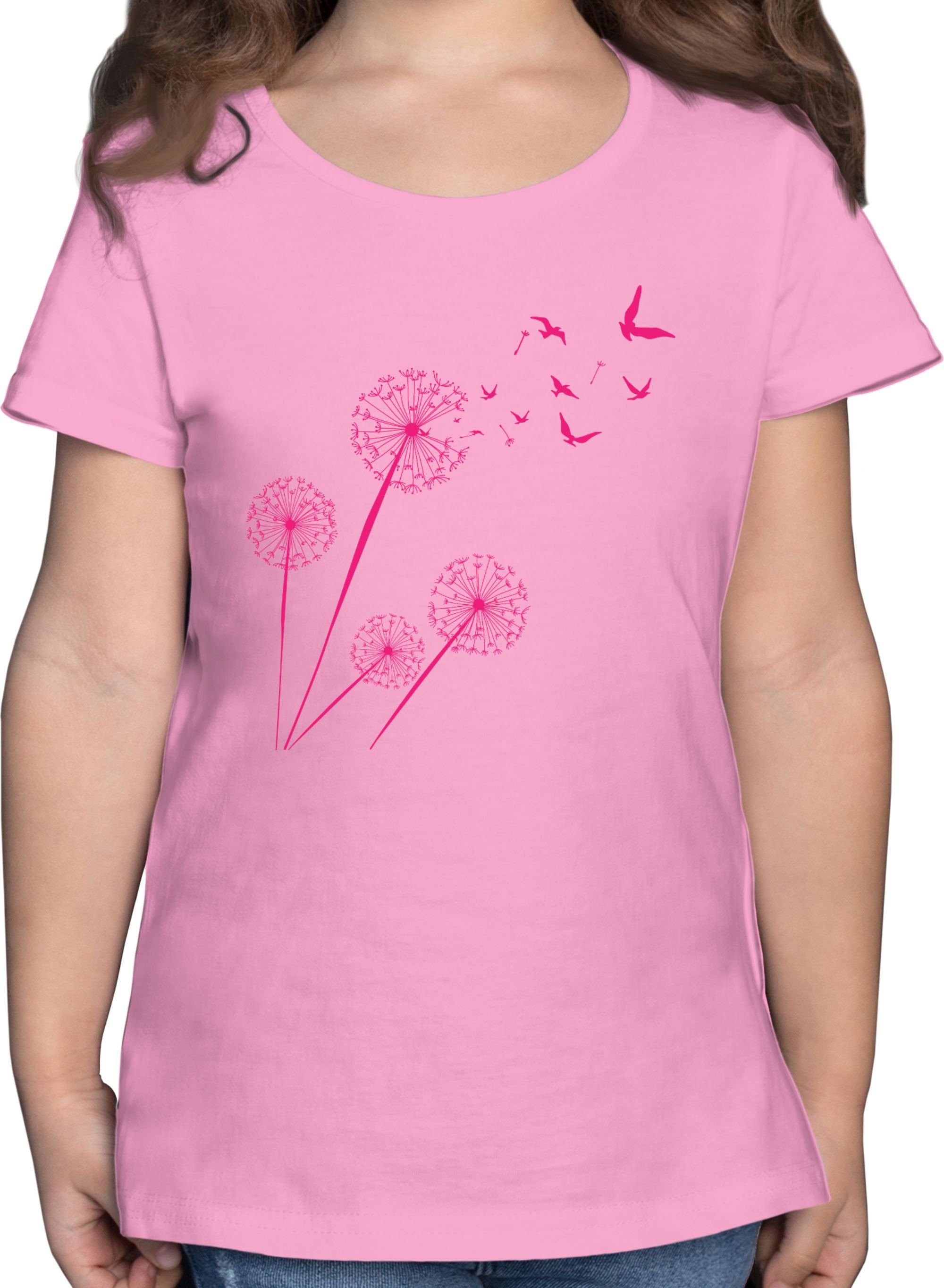 Shirtracer T-Shirt Pusteblume mit Vögel Kinderkleidung und Co 1 Rosa