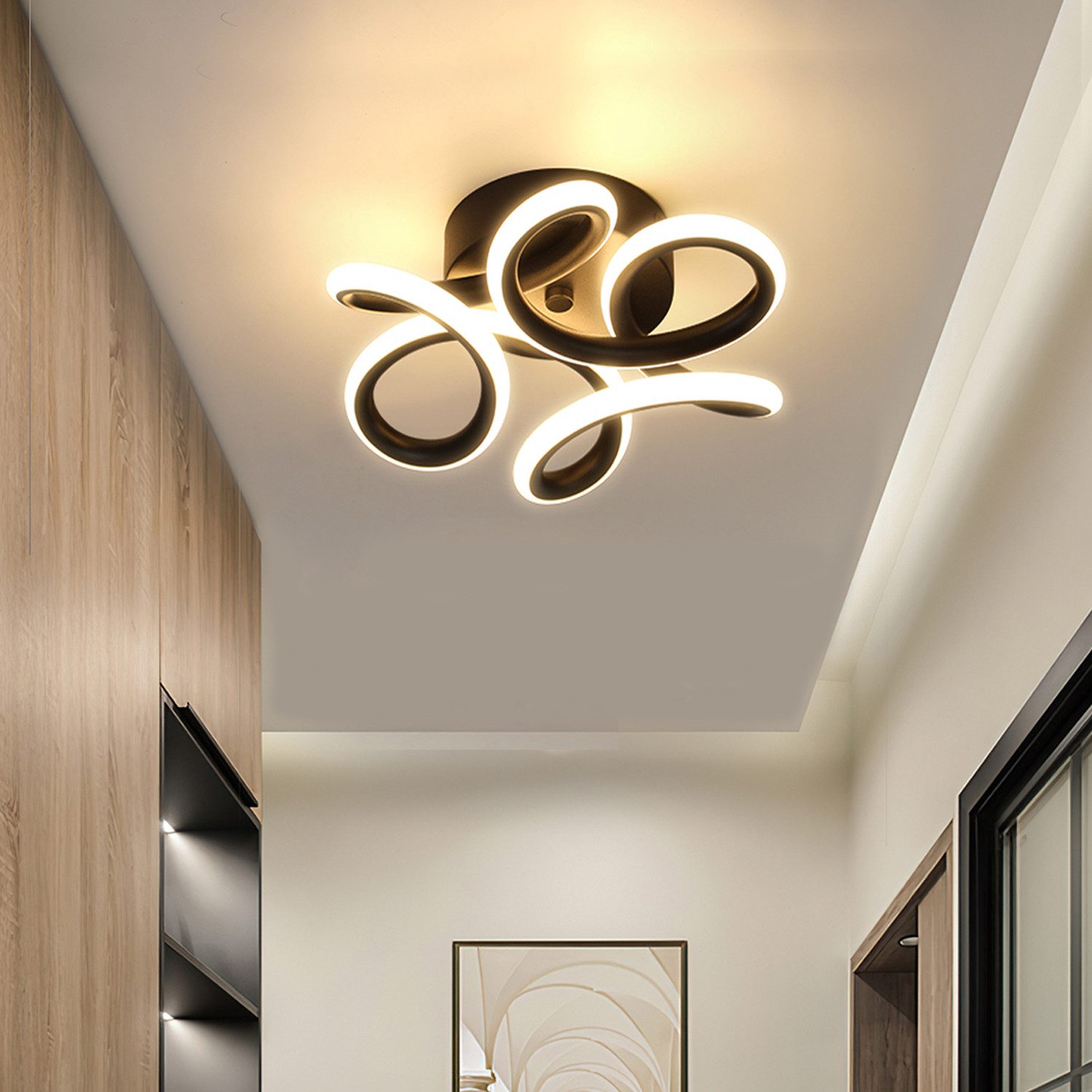 oyajia LED Deckenleuchte 36W/60W Modern Schwarz LED Deckenlampe in Blumenfö günstig online kaufen