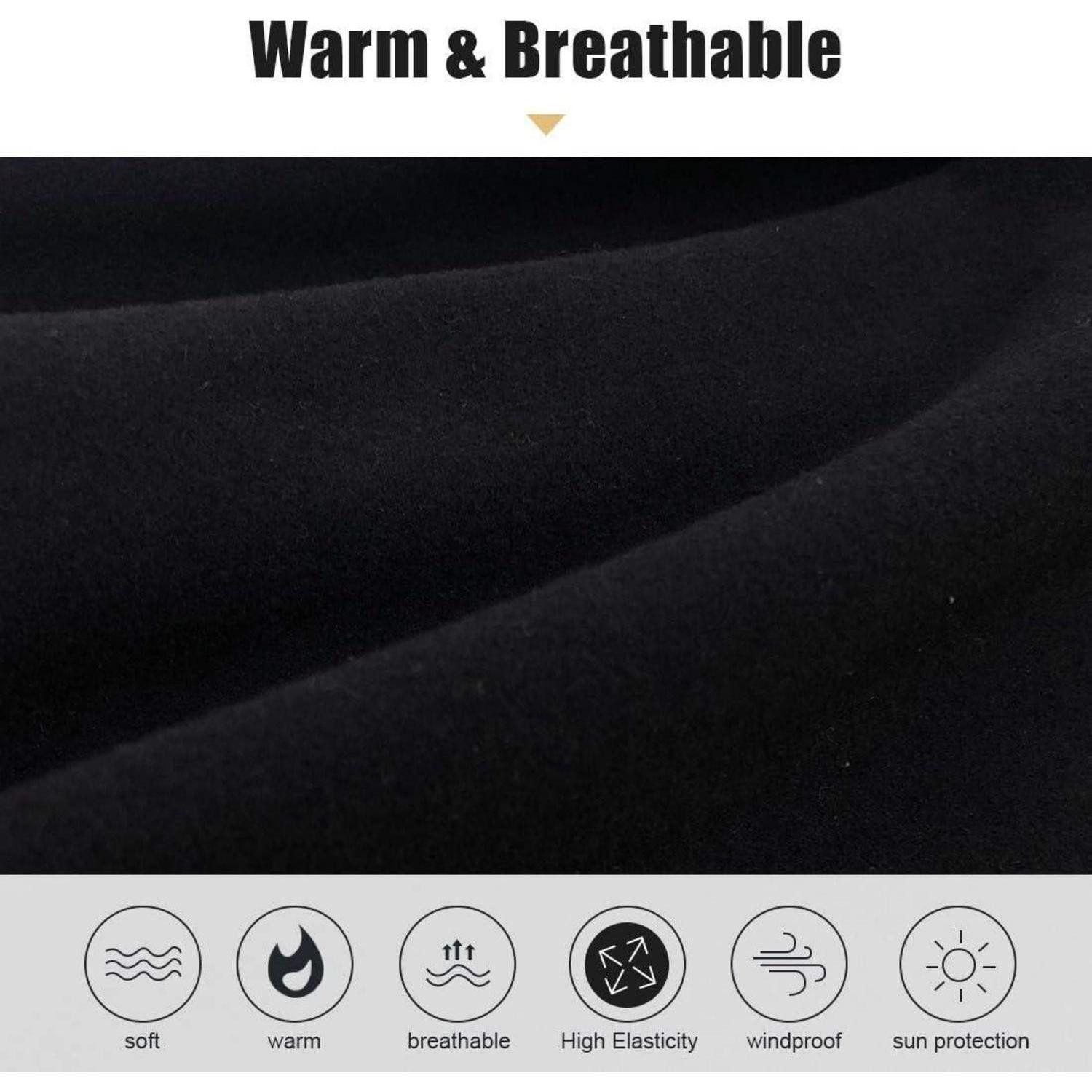 LuxusKollektion Sturmhaube Loop Schal Damen Herren Winter Fleece Winddicht Ski Schwarz+schwarz