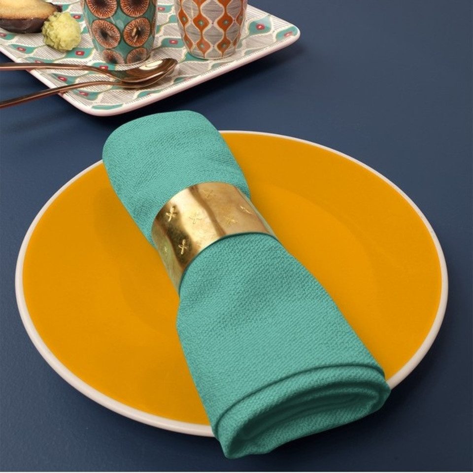 Garnier Thiebaut Stoffserviette Servietten (4x Set) Bastide Turquoise 55x55 cm, (4 St)