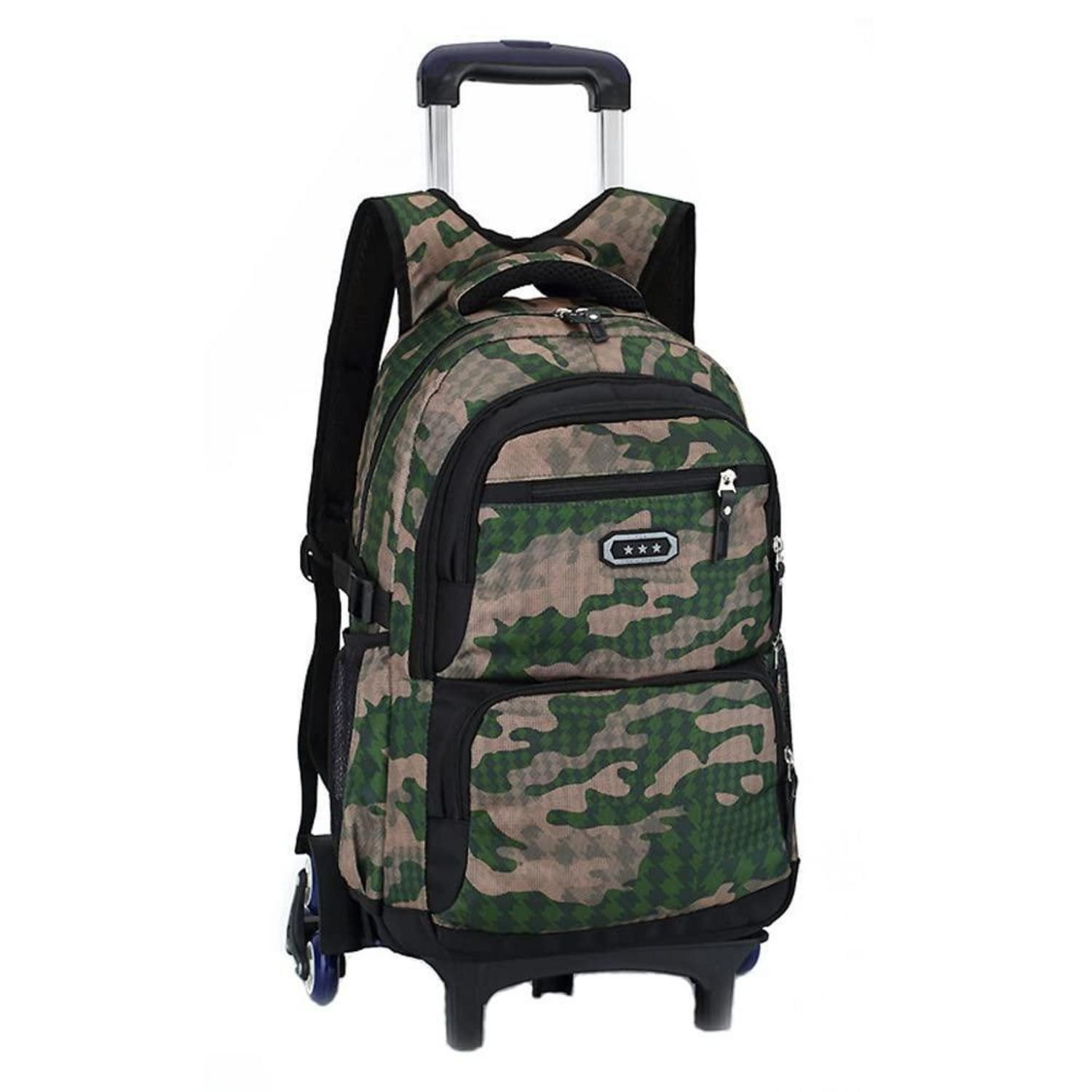 LuxusKollektion Schulranzen Schultrolley Rucksack 6 Räder Armeegrün