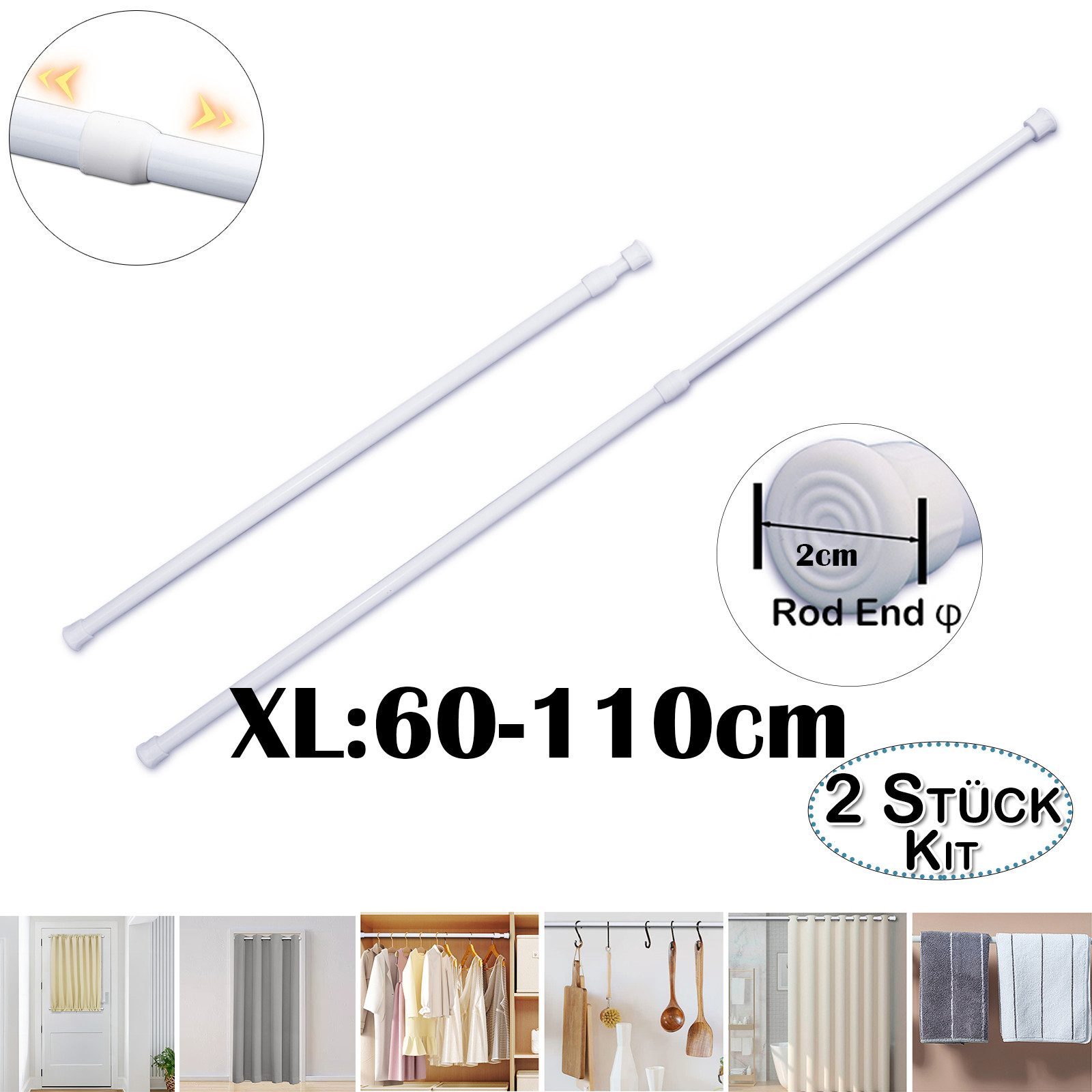 BTTO Wandmontage-Set Klemmstange Ø 20 mm,Vorhangstange,Ausziehbar, günstig online kaufen
